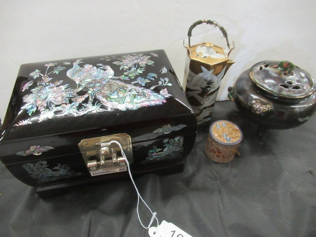 4pcs Lot, Chinese Pottery with Lid, Cloisonne Etc (1 of 3)