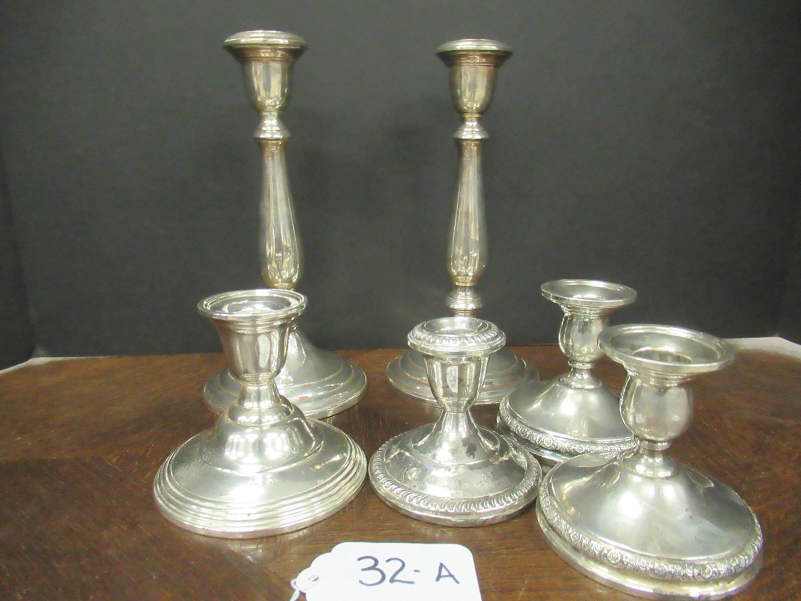 Lot of 6 Weighted Sterling Candlesticks (1 of 1)