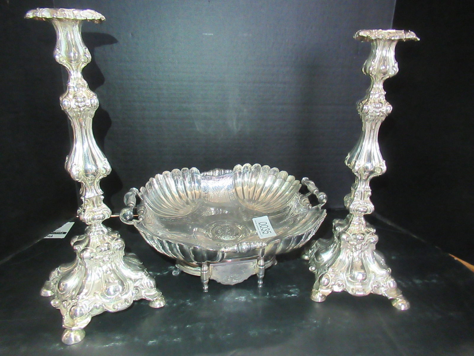 2 Silver Plated Candlesticks and Bowl (1 of 3)