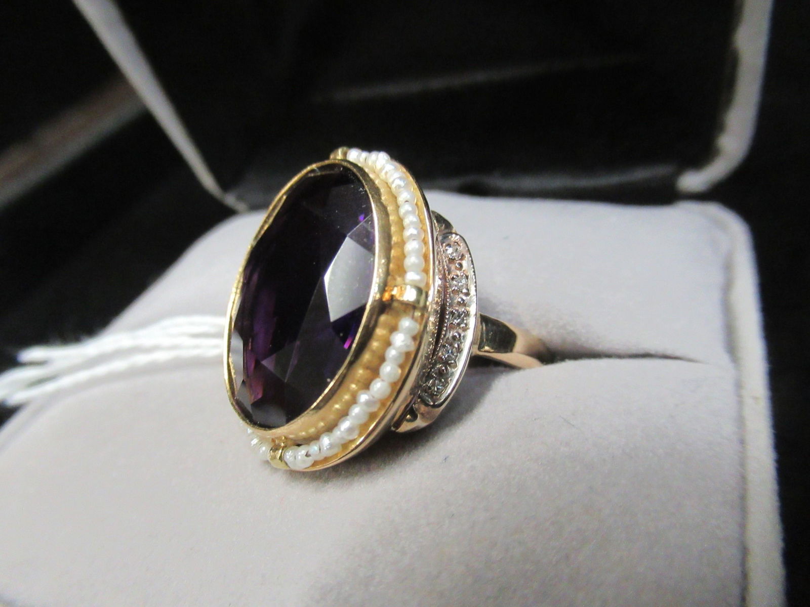 14k Gold Ring with Diamonds, Seed Pearls (1 of 3)