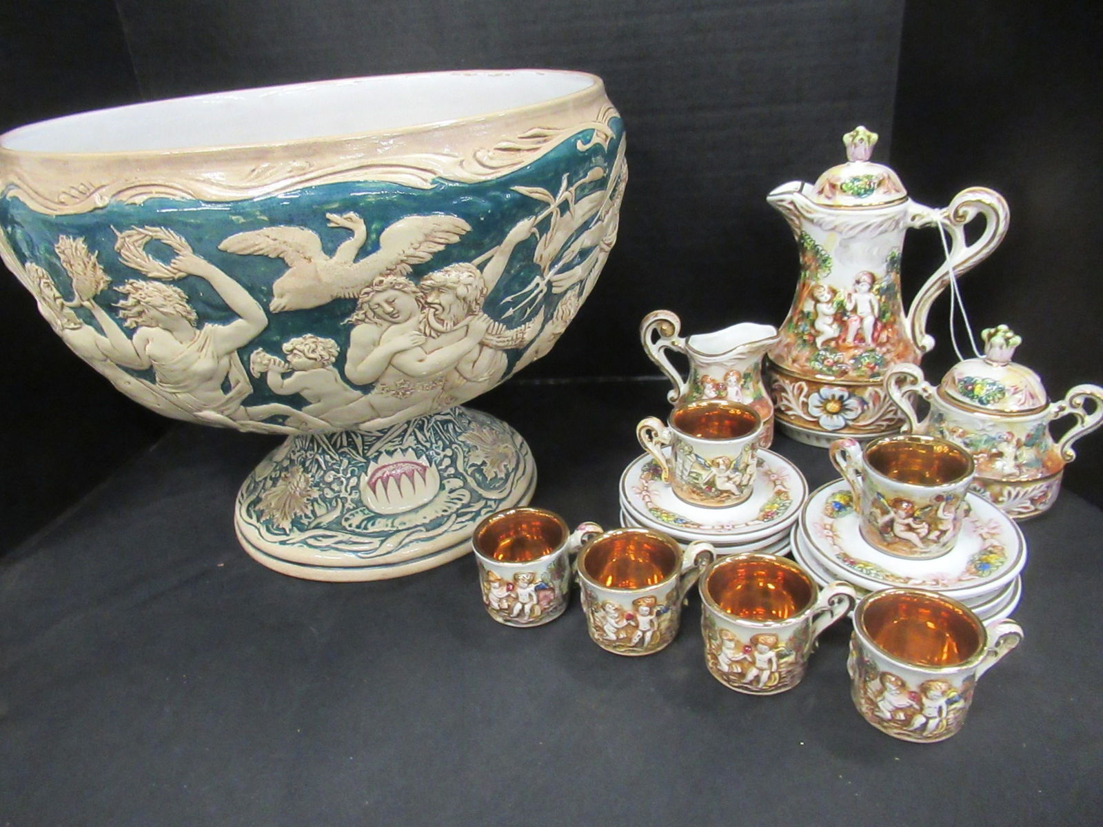 Capodimonte Tea Set and Punch Bowl (1 of 5)