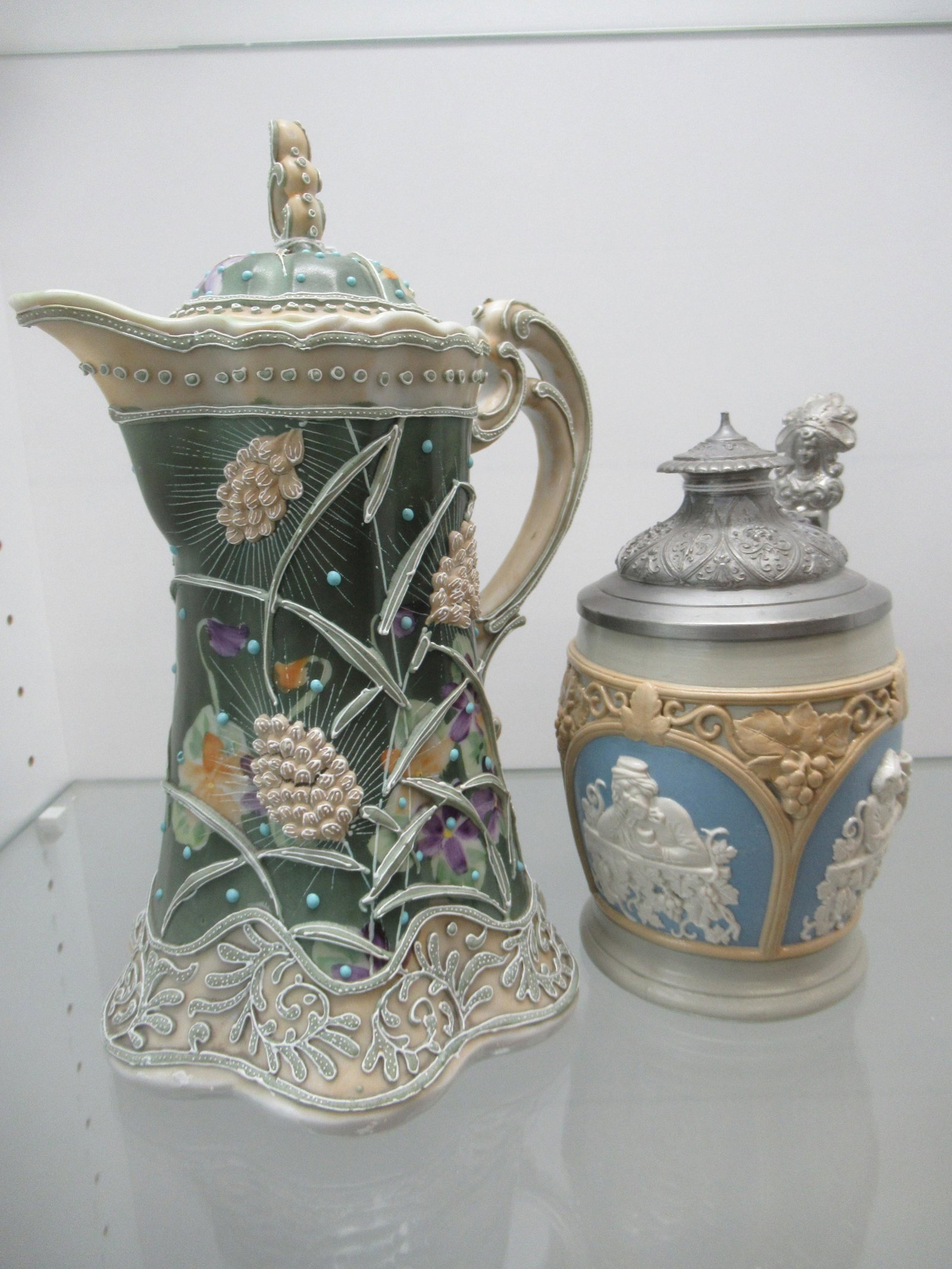 Mettlach Stein and Nippon Teapot: Mettlach Stein and Nippon Teapot