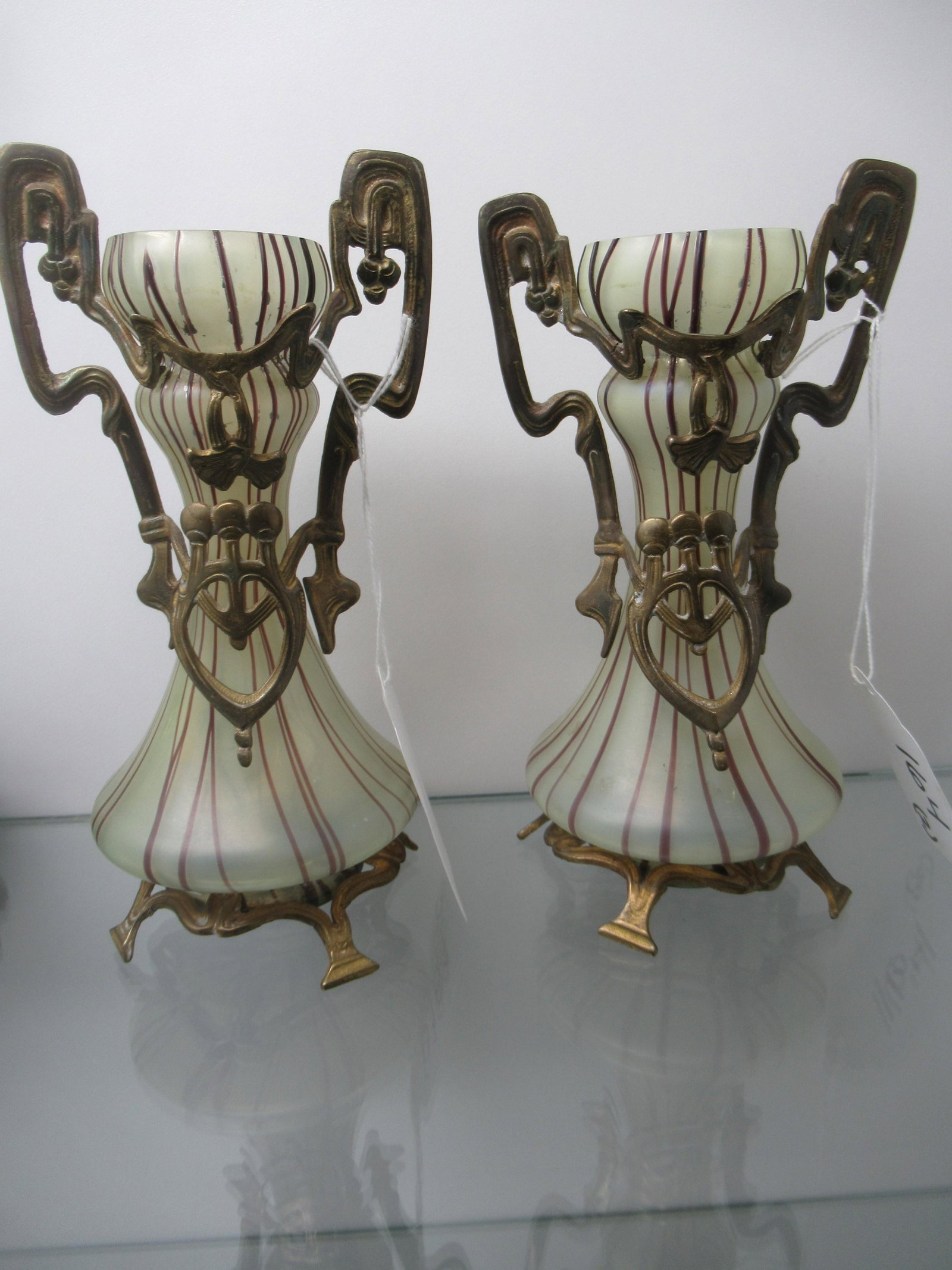 Pair of Austrian Decorated Vases in Bronze Frames (1 of 4)