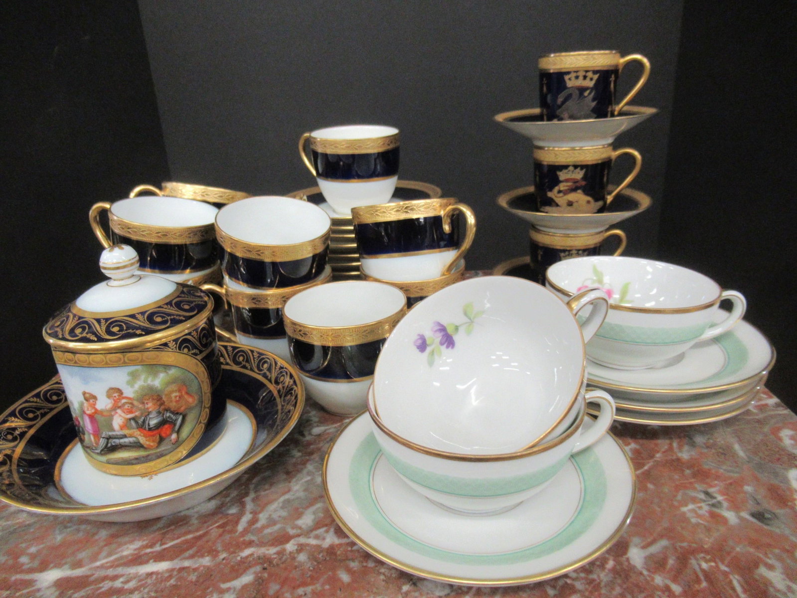 Fine China Lot incl. French, Bavarian Etc: Fine China Lot incl. French, Bavarian and Czech Cups and Saucers