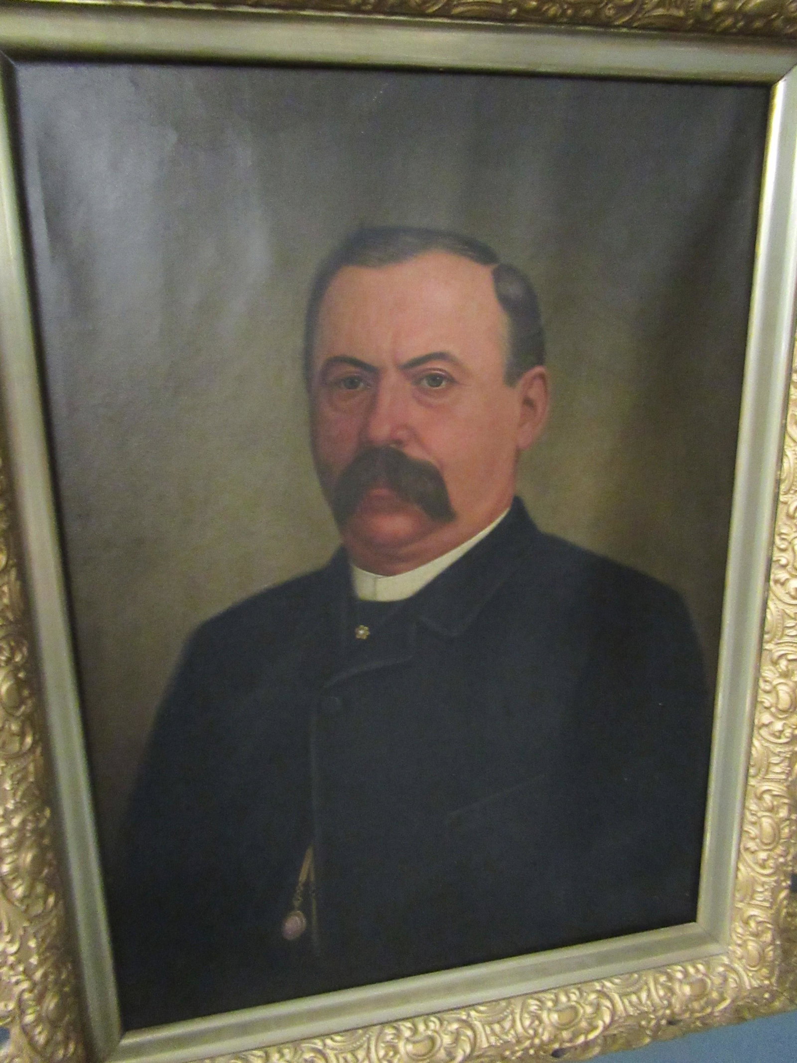 Early Portrait of Grover Cleveland: Early Portrait on Canvas of Grover Cleveland, Purchased from a Family Home on Grand Island, NY - Frame approx. 39" x 31"