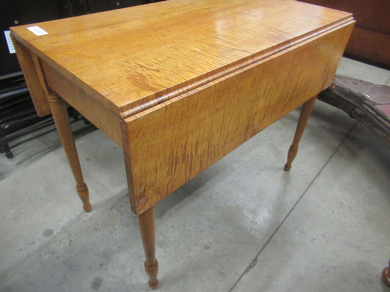 Tiger Maple Drop Leaf Table: Tiger Maple Drop Leaf Table - Approx. 29"t x 21"w x 37.5"l and leaves are 9.75" wide each