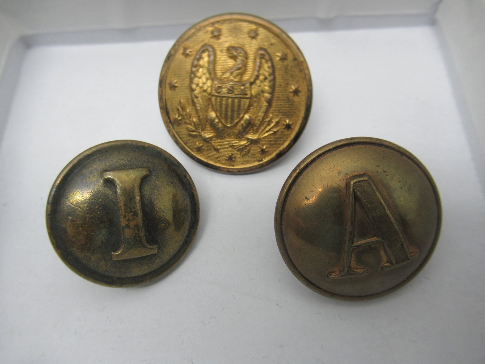 3 Confederate Buttons, General Officer, etc: 3 Confederate Buttons, General Officer, Artillery, Infantry -