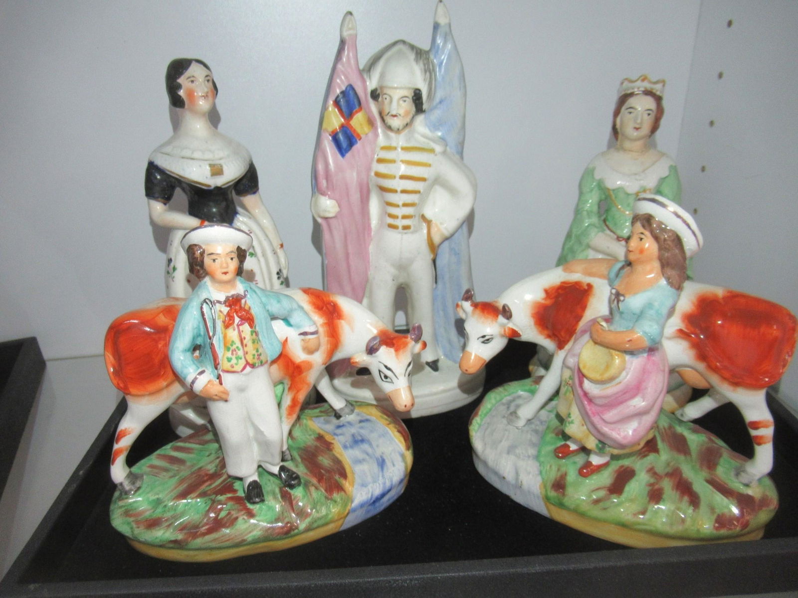 5pcs Staffordshire incl Figures with Cows Etc (1 of 2)