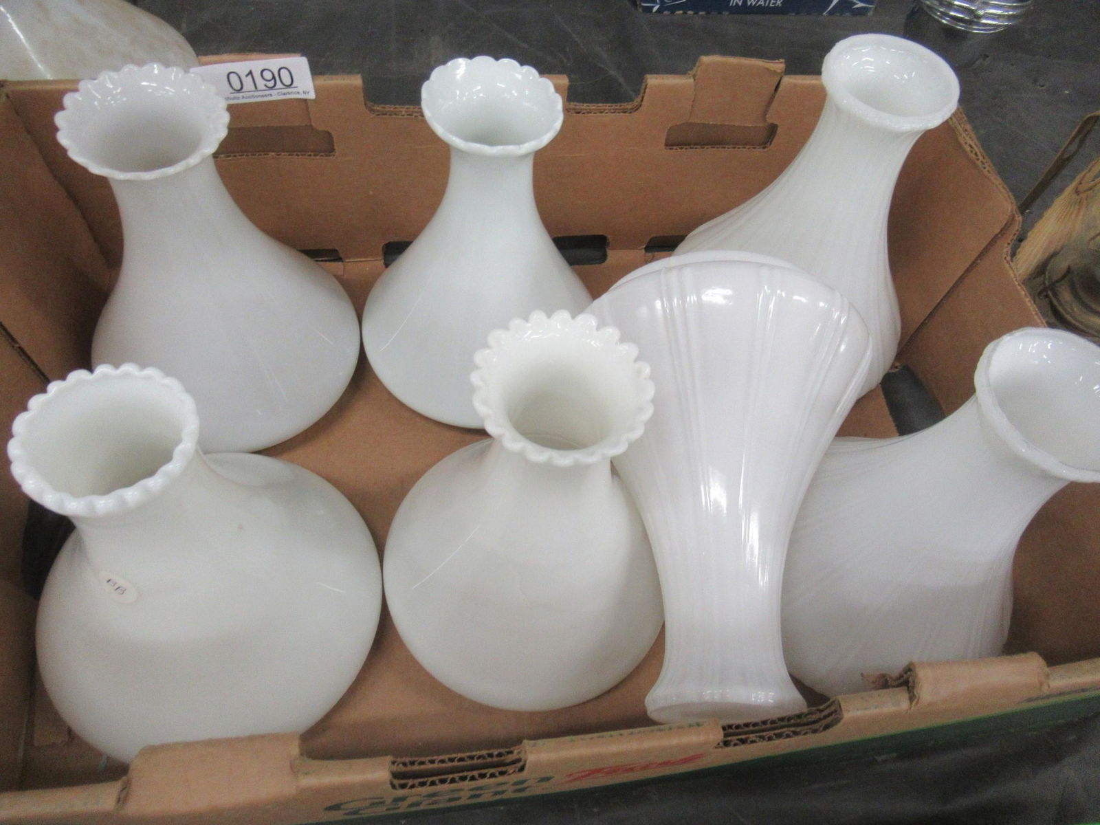 Box of 7 White Angle Lamp Shades (1 of 2)