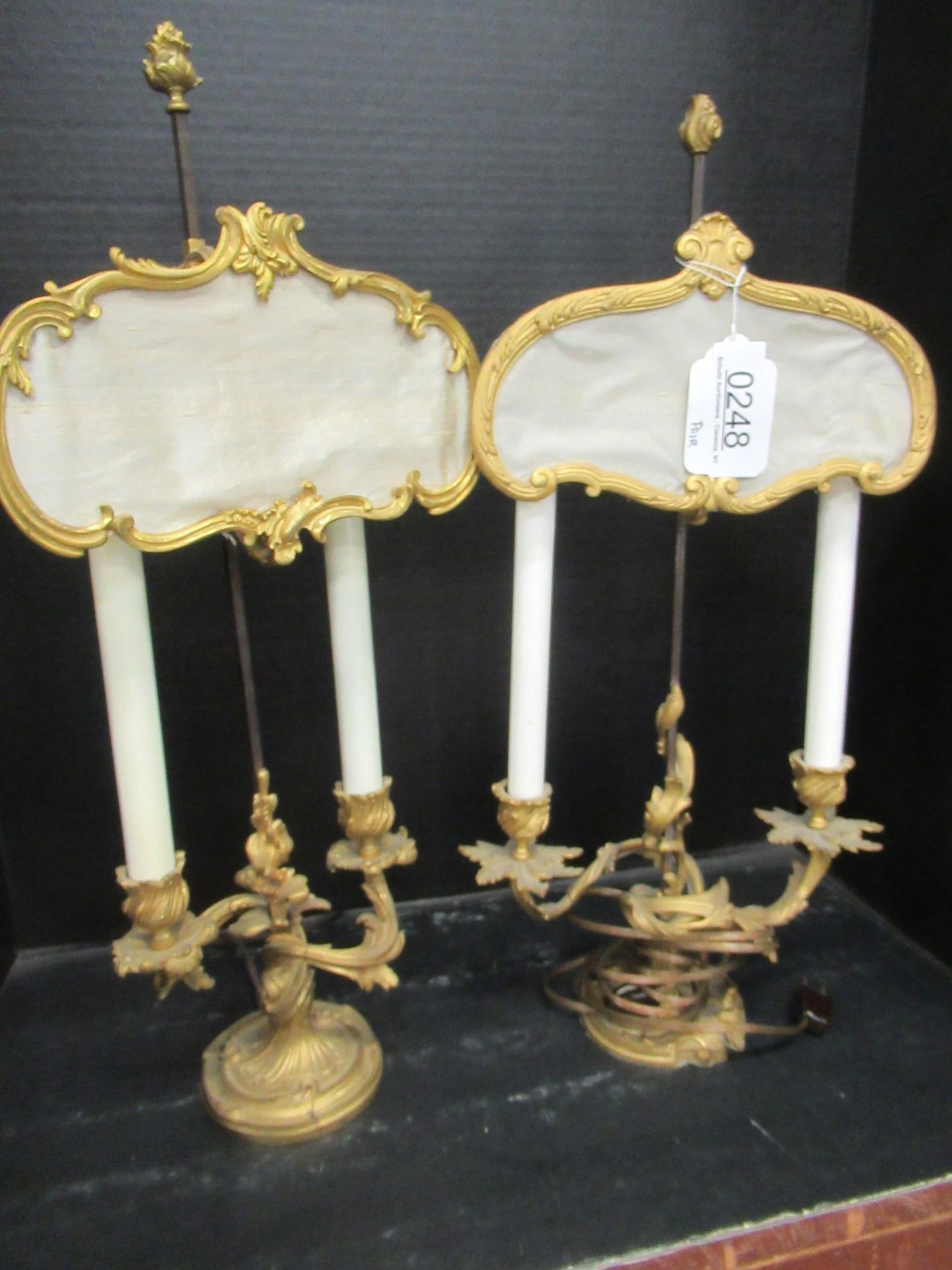 Pair of Candle Lamps, Electric, with Bronze (1 of 2)