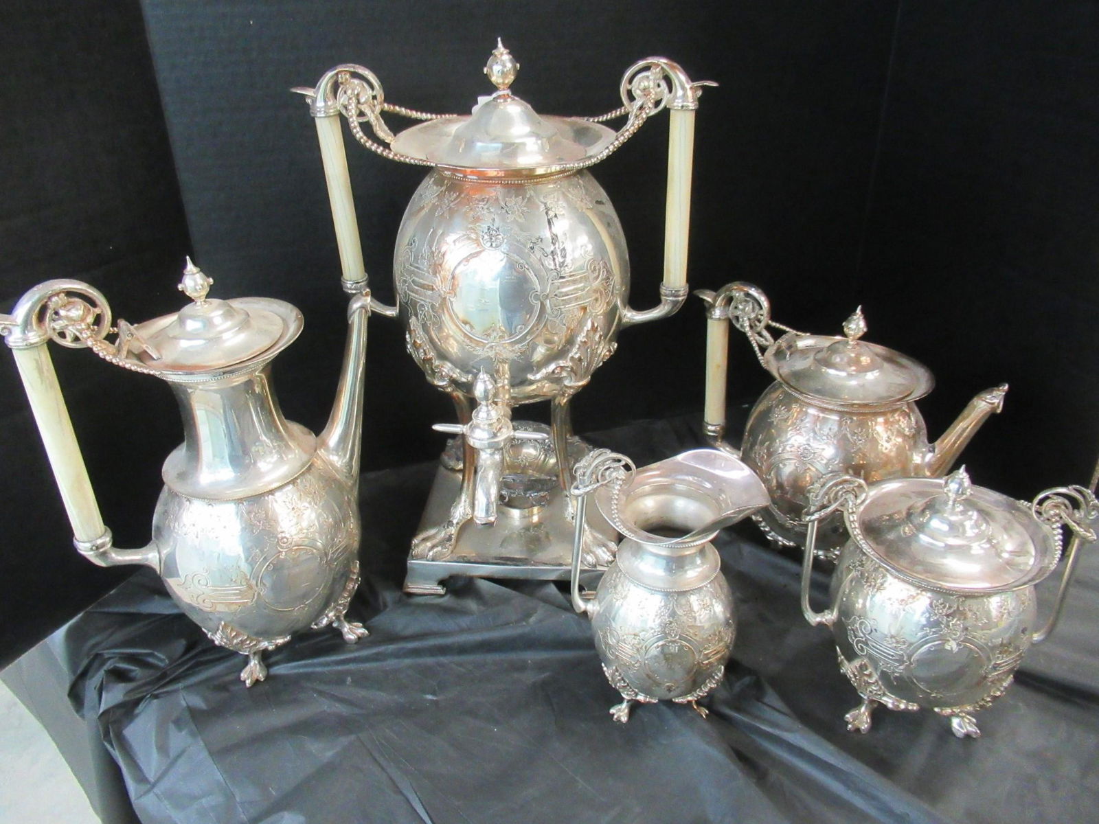 Victorian 5pc Silver Plated Tea Set (1 of 3)