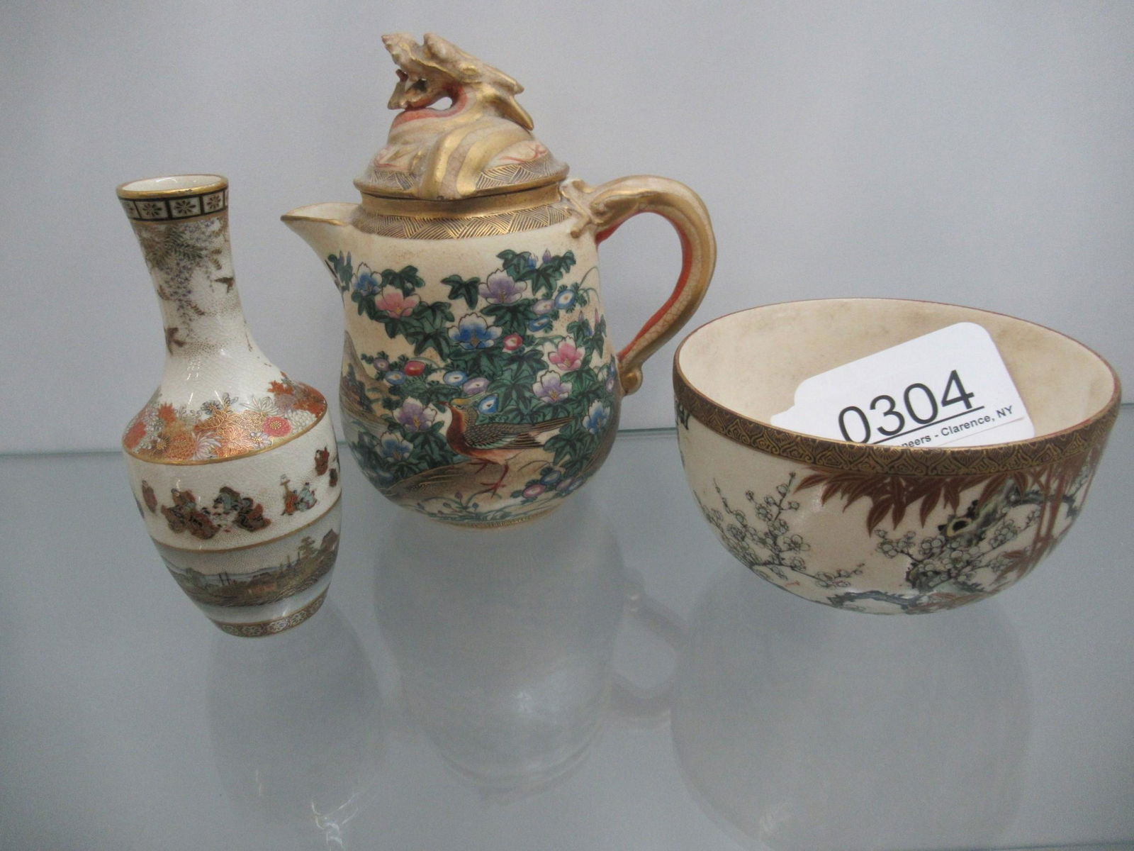 3 Pcs. Early Satsuma, incl Pitcher, Bowl (1 of 20)