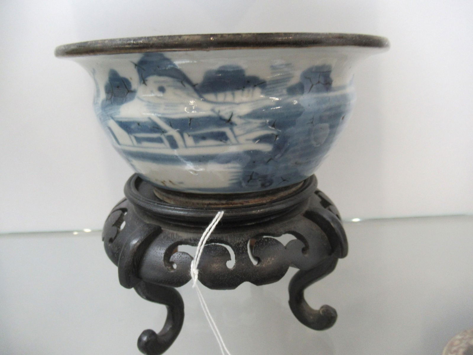 Early Chinese Bowl on Teakwood Base (1 of 5)