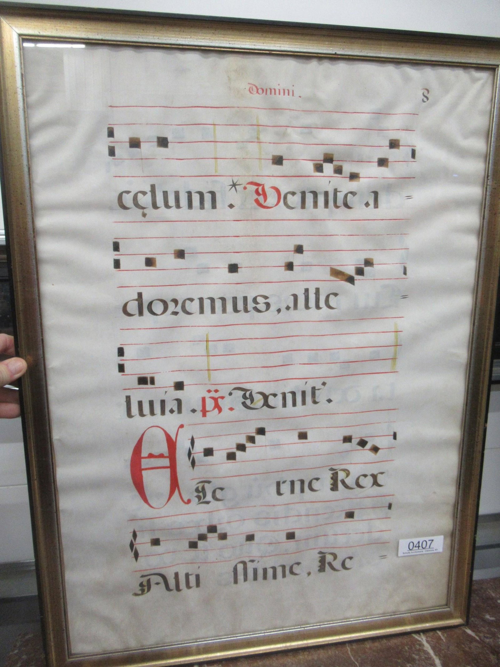 Early Music Written on Parchment Paper: Early Music Written on Parchment Paper - Frame approx. 31" x 22.75"