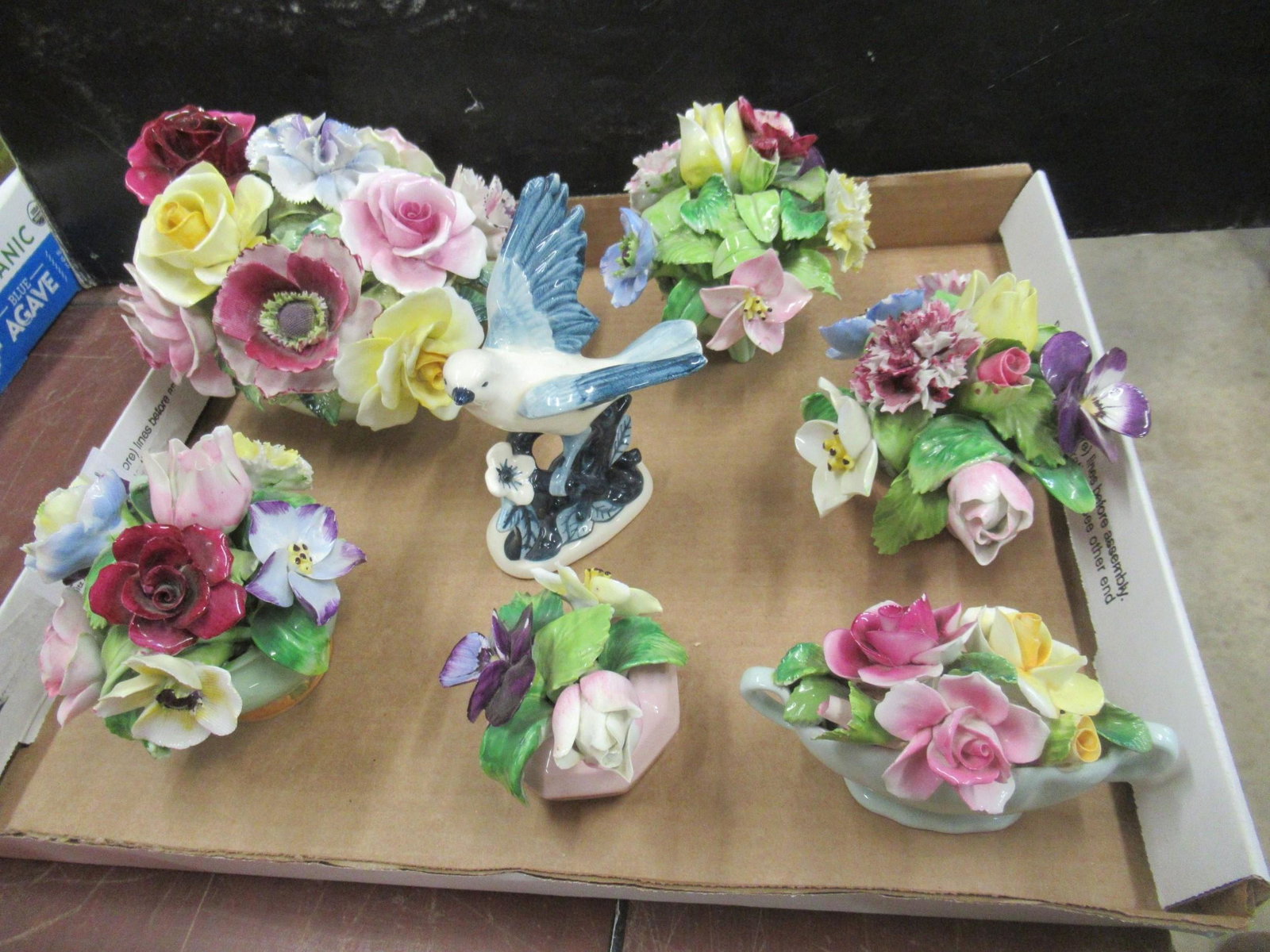 Group of Staffordshire & Other Porcelain Flowers: Group of Staffordshire and Other Porcelain Flower Baskets -