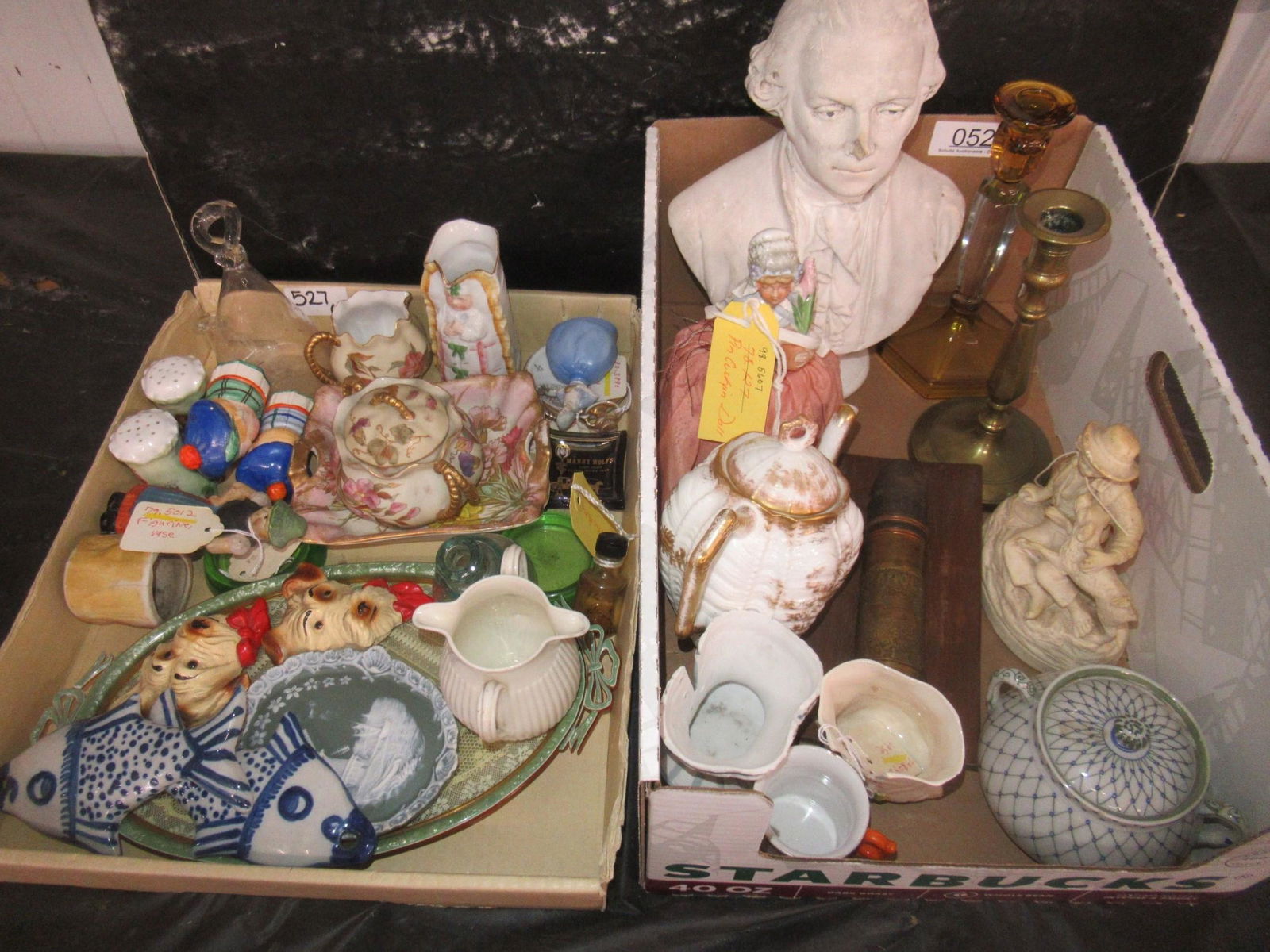 2 Boxes misc Glass, China, Candlesticks, Etc (1 of 1)