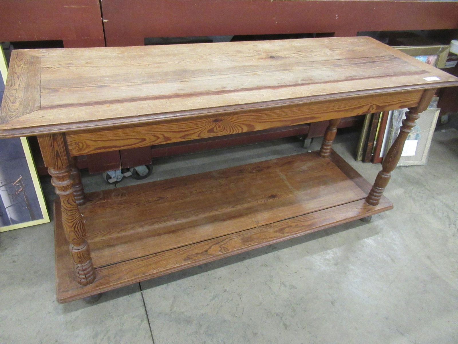 Red Pine Work Table: Red Pine Work Table - approx 63" W x 22" D x 31.5" T