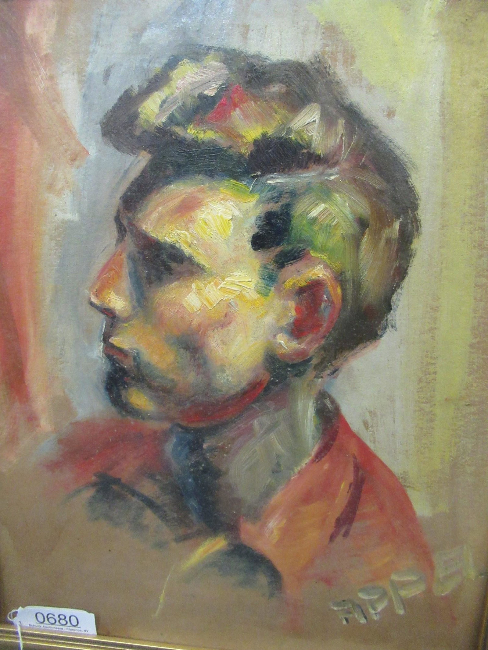 Portrait of Young Man on Board Signed Appel: Portrait of Young Man on Board Signed Appel, Possibly Karl - frame is approx 19" x 22.5"
