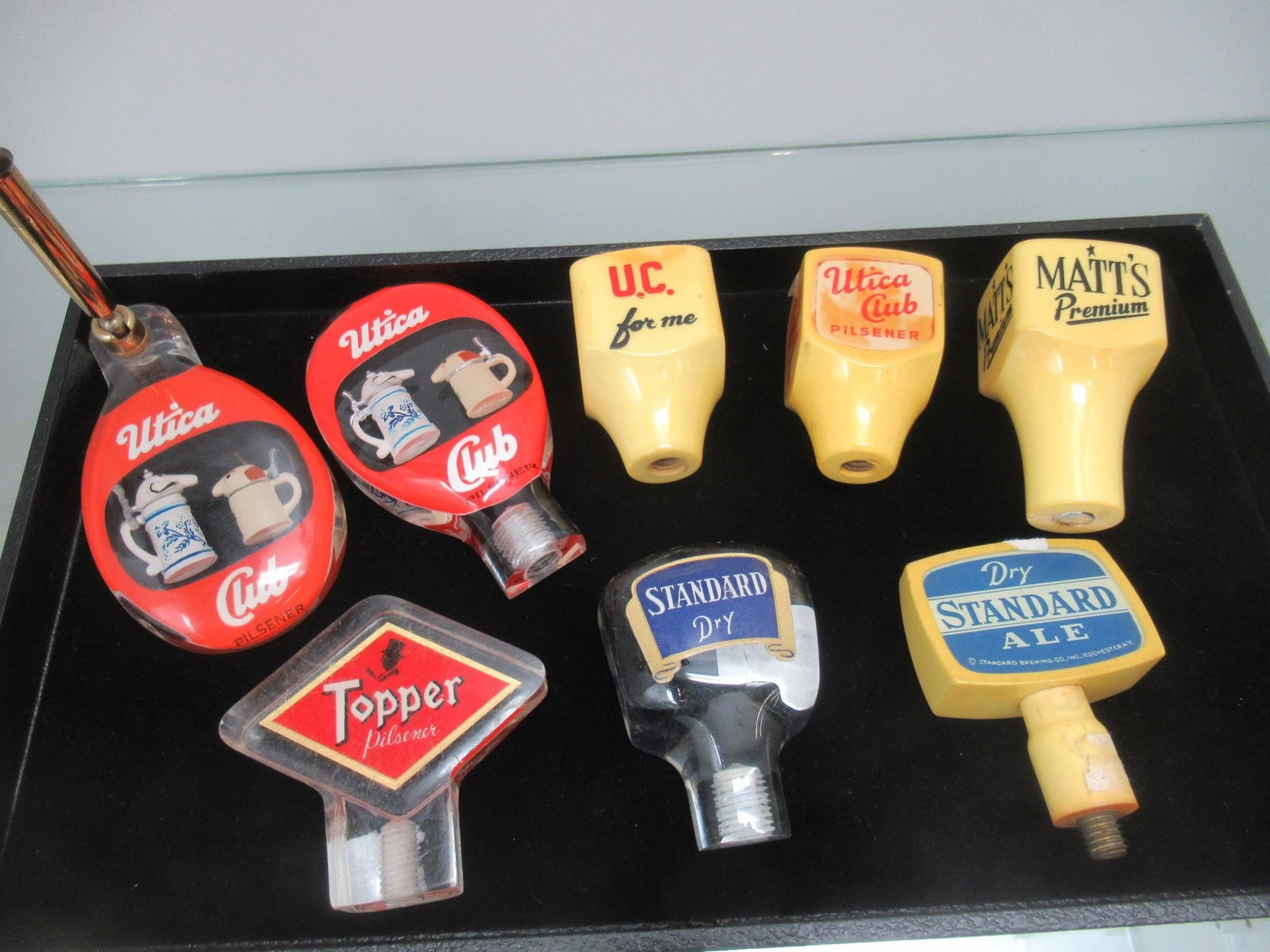 Tray with 8 Beer Taps incl Utica Club: Tray with 8 Beer Taps incl Utica Club, Standard Ale, Etc. -
