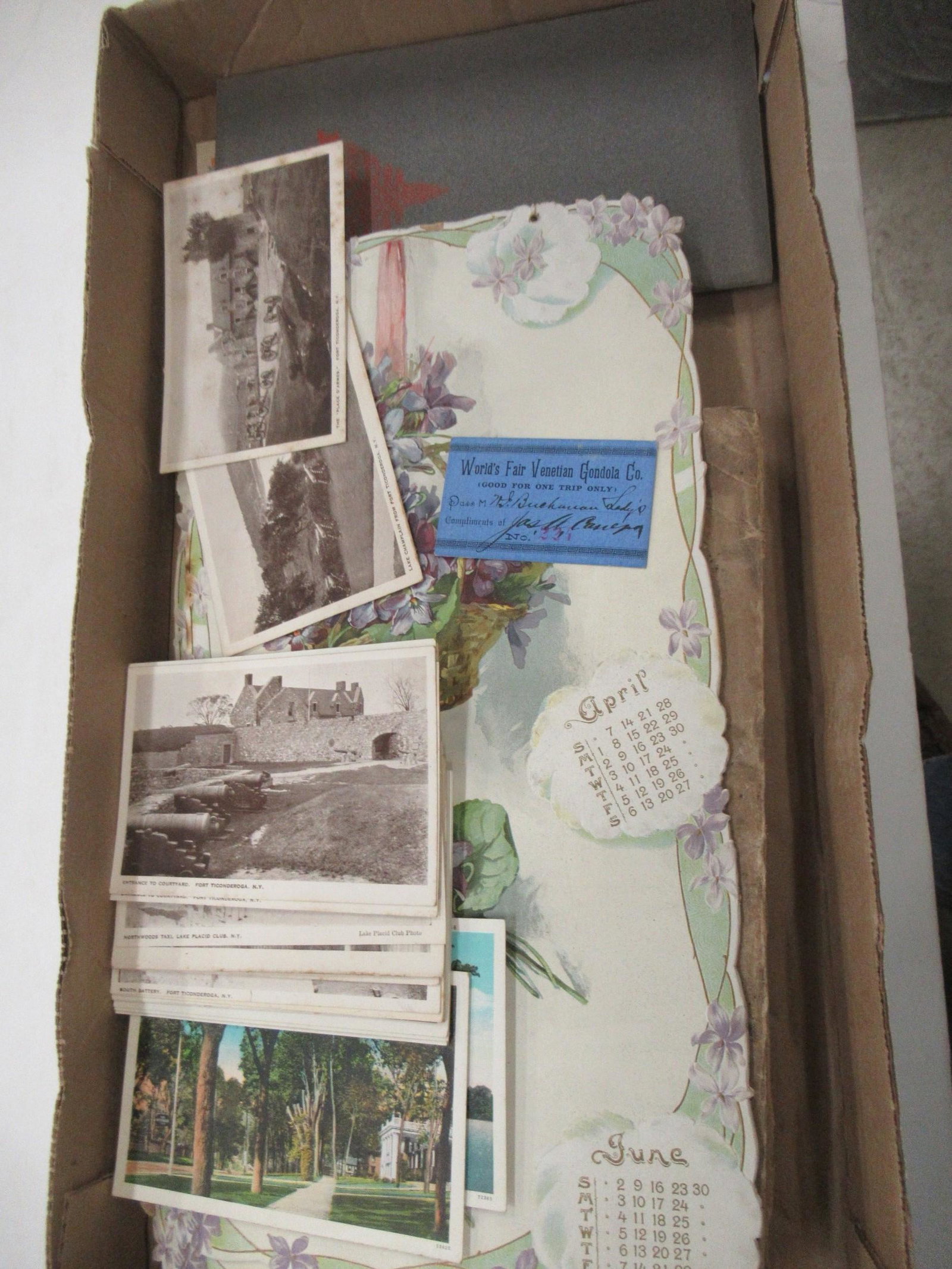 Postcards, Calendars, Advertising Items etc: Postcards, Calendars, Advertising Items, Catalog Gods Acre from Tiffany Studios, Folder with Catalogs from Stores, Etc -