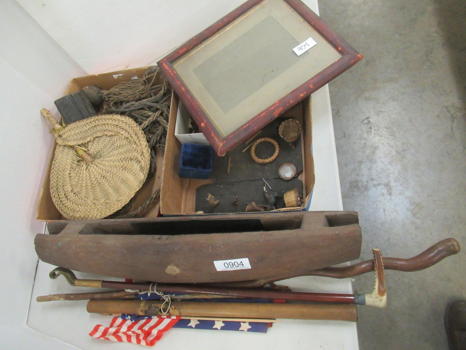 South American Native Drum, Picture Frames Etc: South American Native Drum, Picture Frames, Old Whip, Canes, Etc -