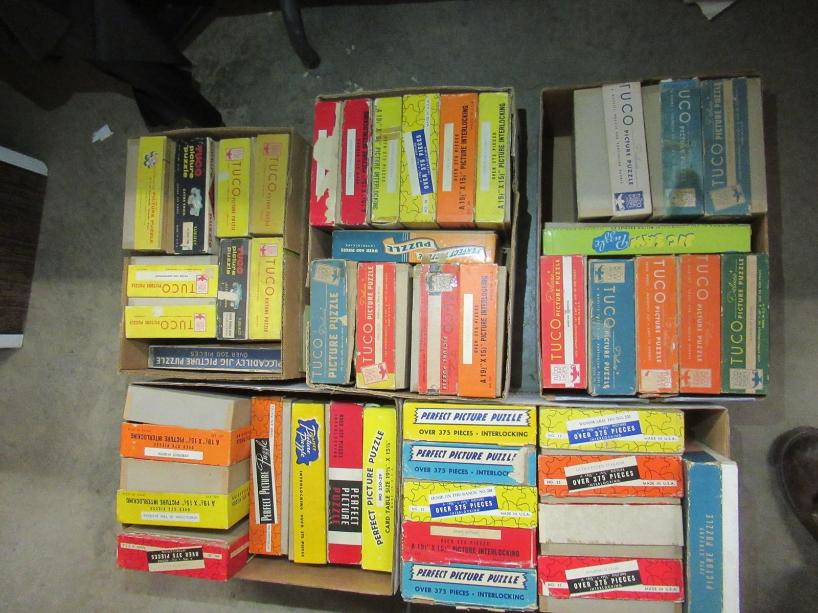 6 Boxes of Various Puzzles: 6 Boxes of Various Puzzles, incl Tuco, Perfect Picture Puzzles, Etc -