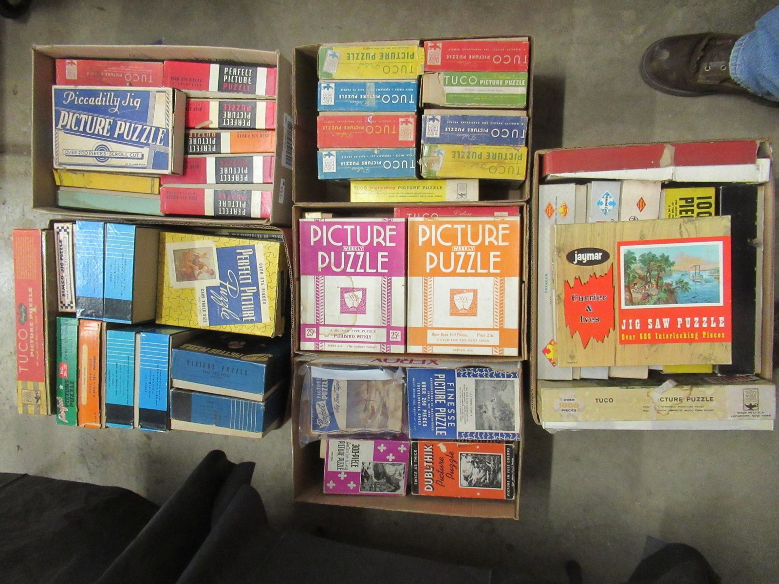 6 Boxes of Various Puzzles: 6 Boxes of Various Puzzles incl Perfect Picture Puzzles, Guild Picture Puzzles, Tuco, Etc -