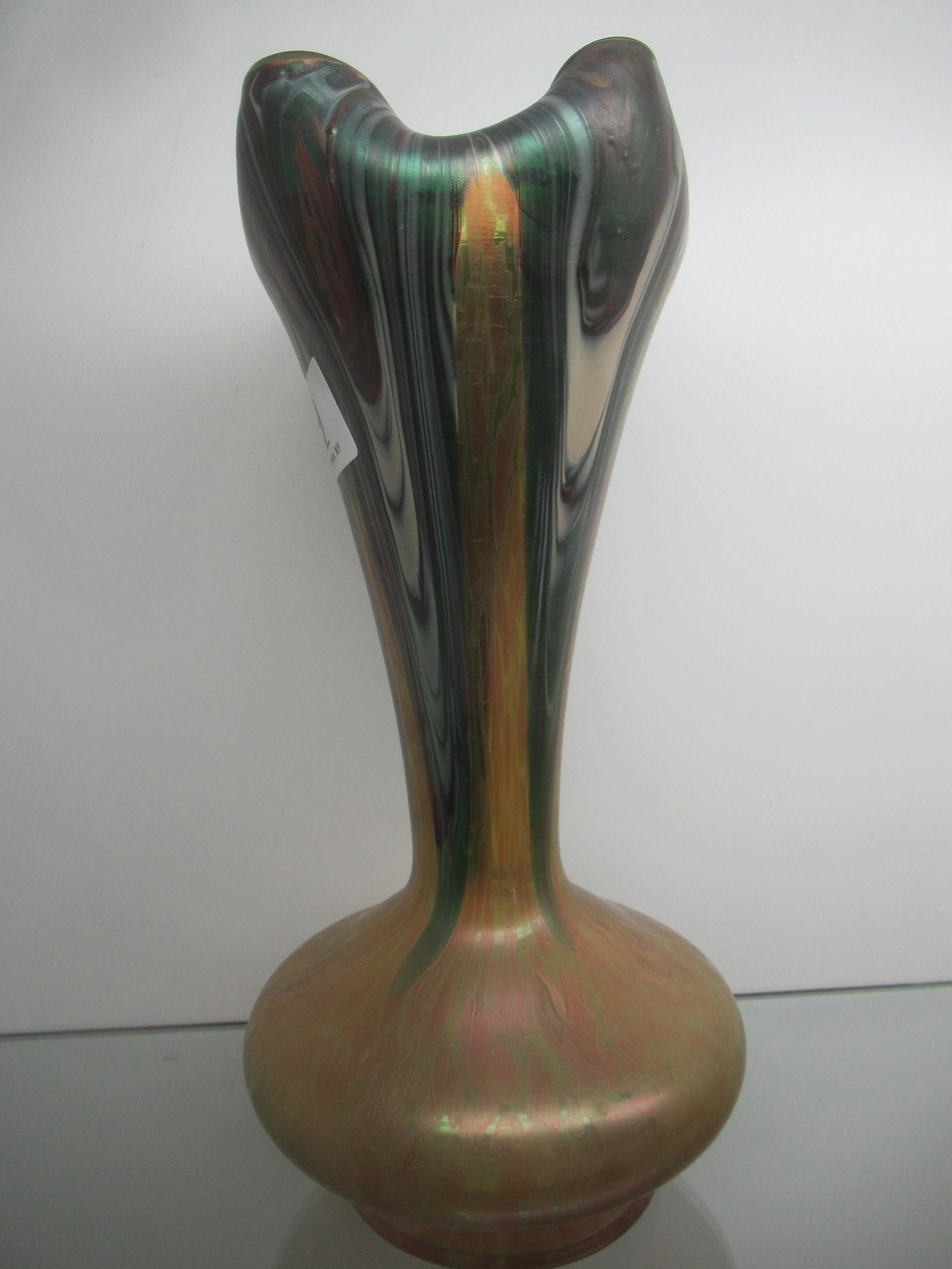 Loetz Decorated Glass Vase: Loetz Decorated Glass Vase - Approx. 11" t x 5.5" w