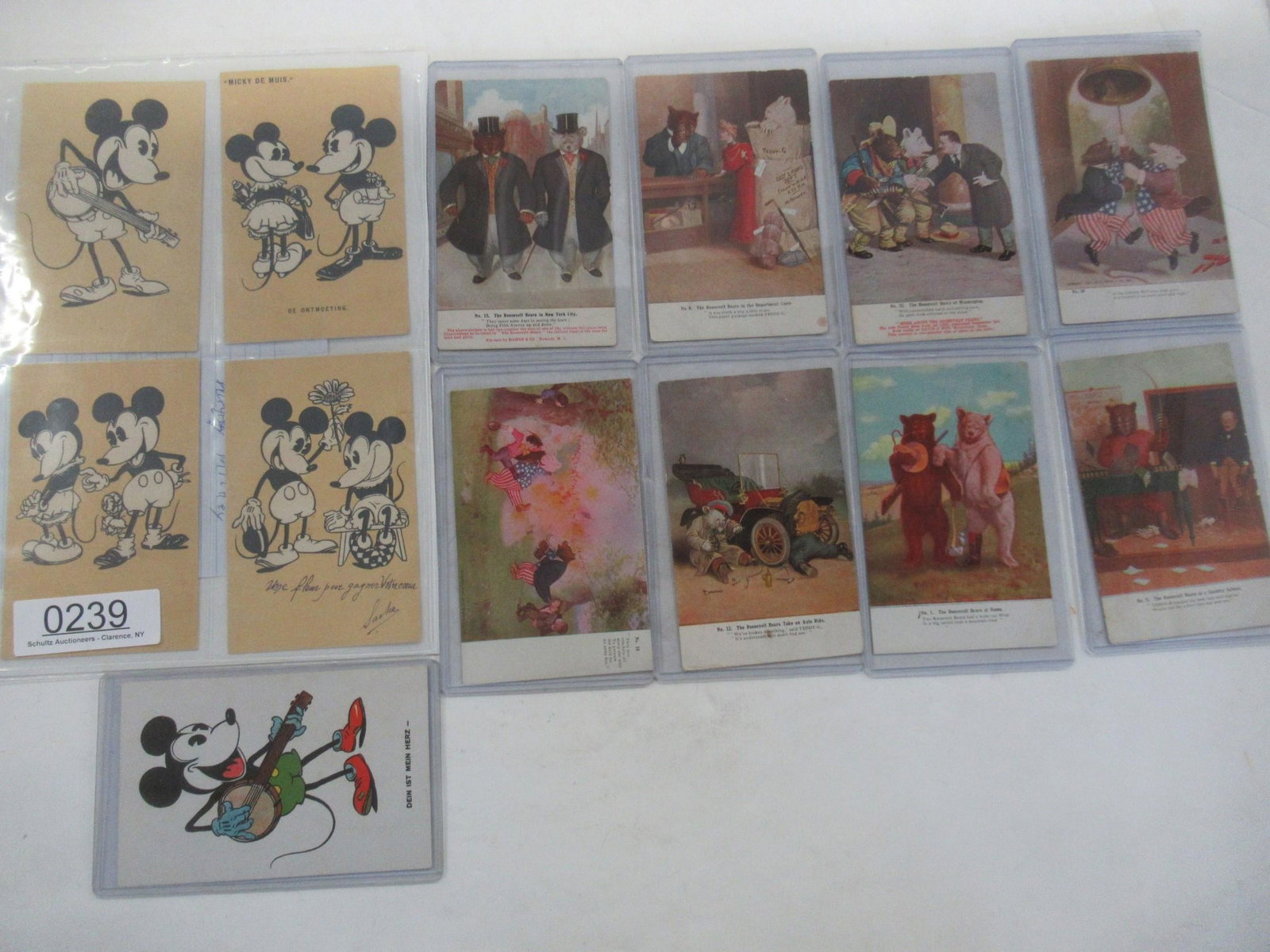 13 Postcards incl. Roosevelt Bear: 13 Postcards incl. Roosevelt Bear, Early Mickey Mouse, Etc. -