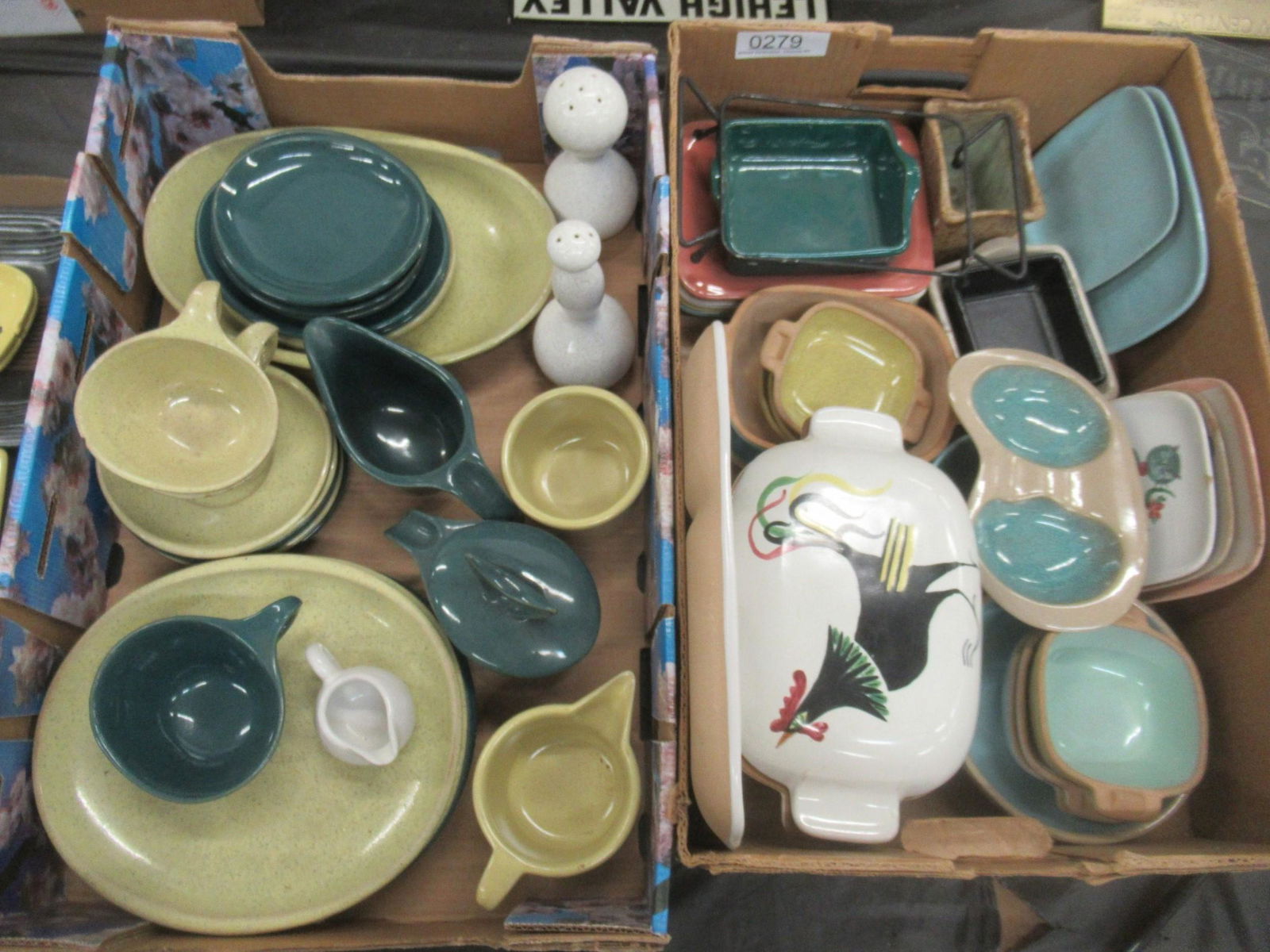 2 Boxes of Mostly Glidden Pottery: 2 Boxes of Mostly Glidden Pottery Approx. 53 pcs -