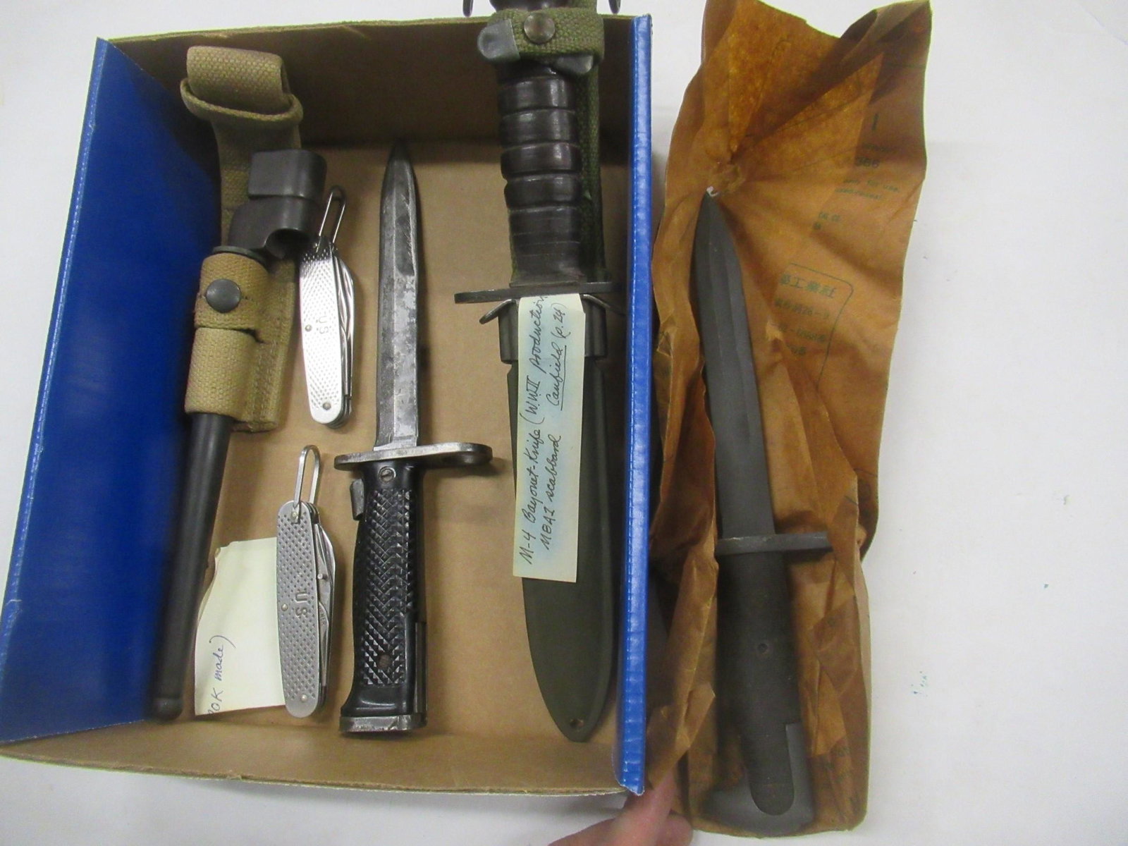 4 Bayonets, 2 US Pocket Knives: 4 Bayonets, 2 US Pocket Knives, M4, M1, Etc -