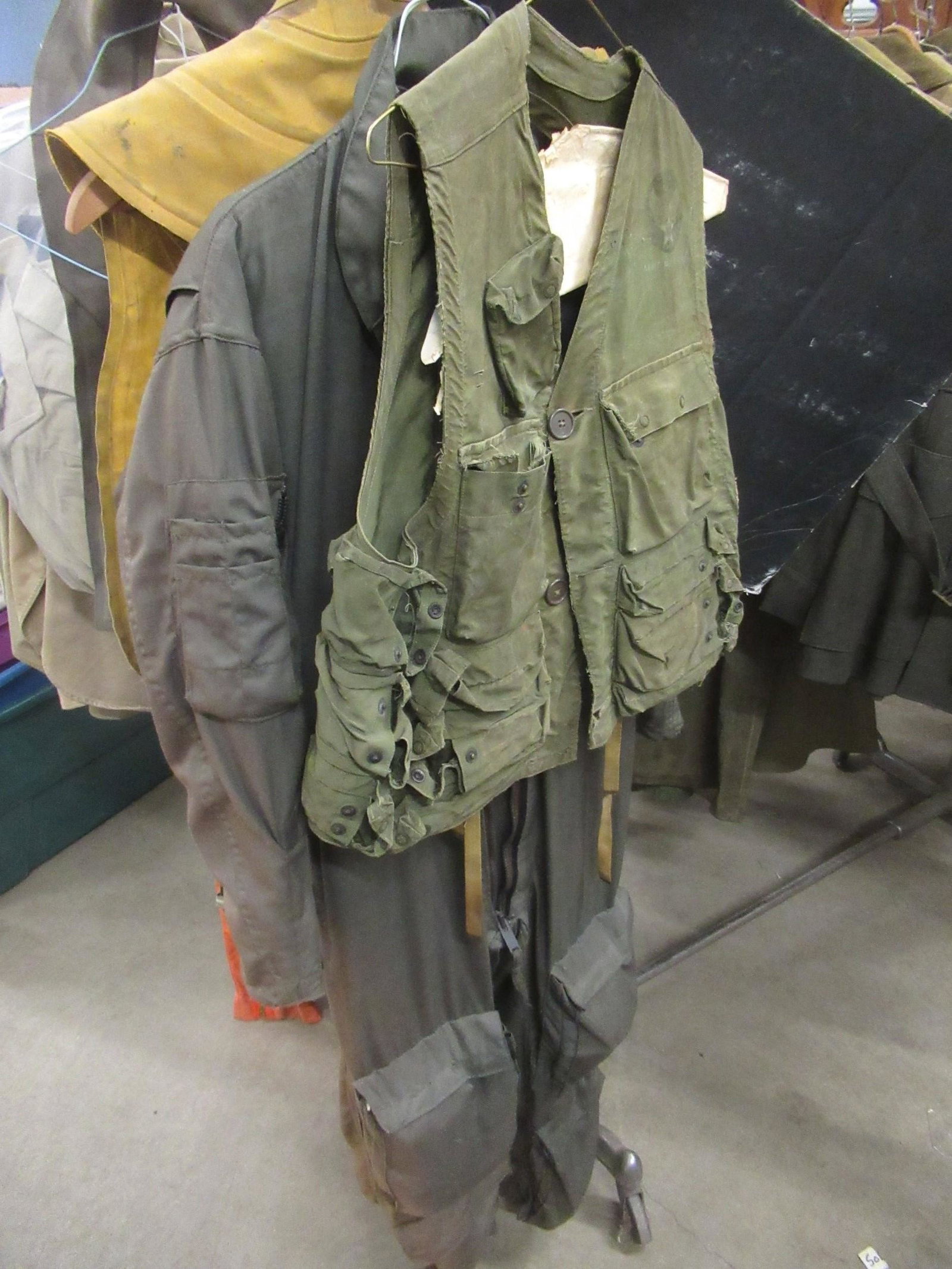 3 Life Vests + Flying Coveralls, etc: 3 Life Vests + Flying Coveralls, WWII M-26 Life Preserver -