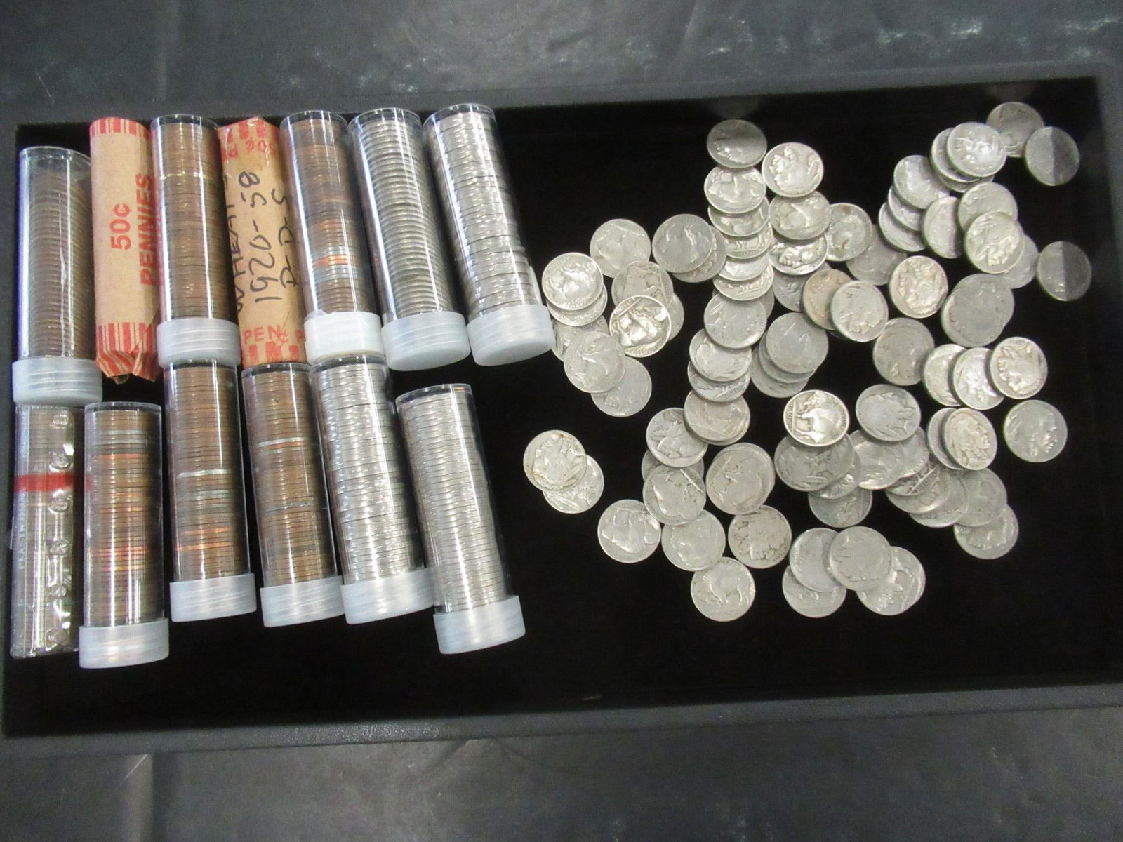 Tray of Nickels and Pennies (1 of 1)