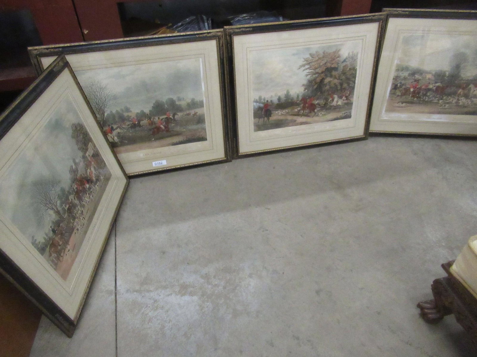 4 Framed Fox Hunt Colored Prints: 4 Framed Fox Hunt Colored Prints Engraved by Charles Hunt - approx 31.5 x 27 framed