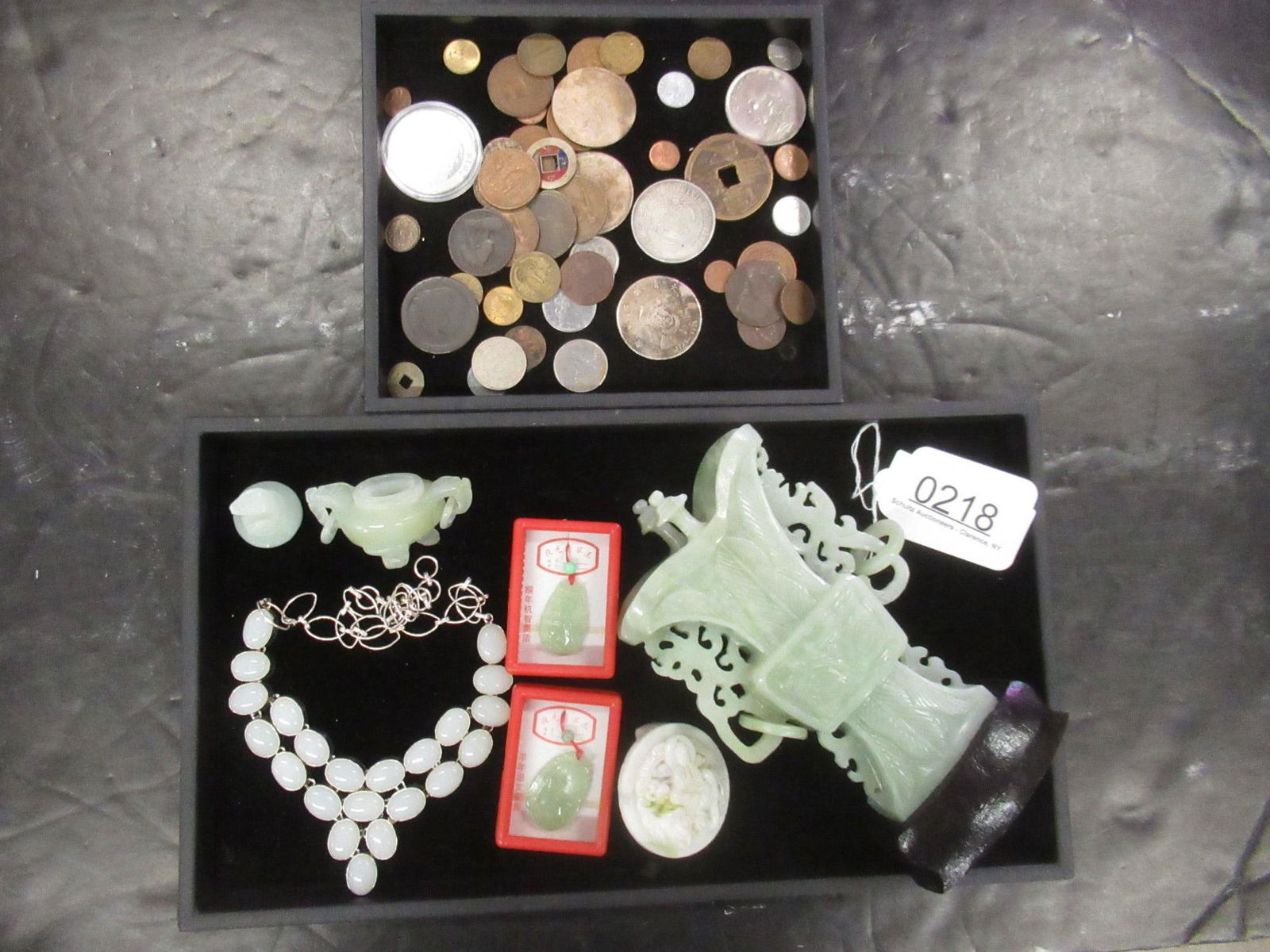 Lot of Misc Jade and Group of Chinese Coins (1 of 3)