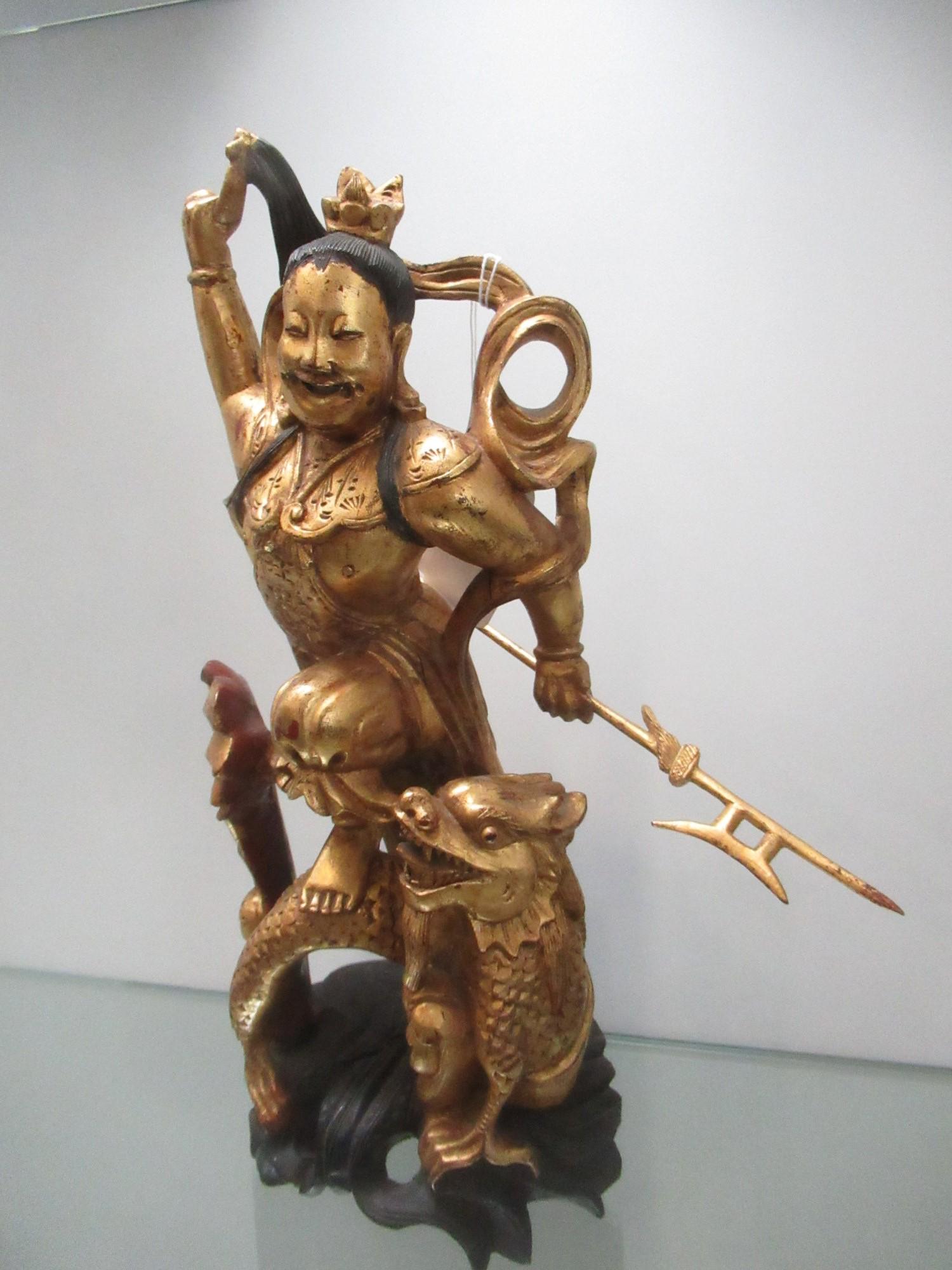 Carved Wood Statue of Chinese Warrior (1 of 7)
