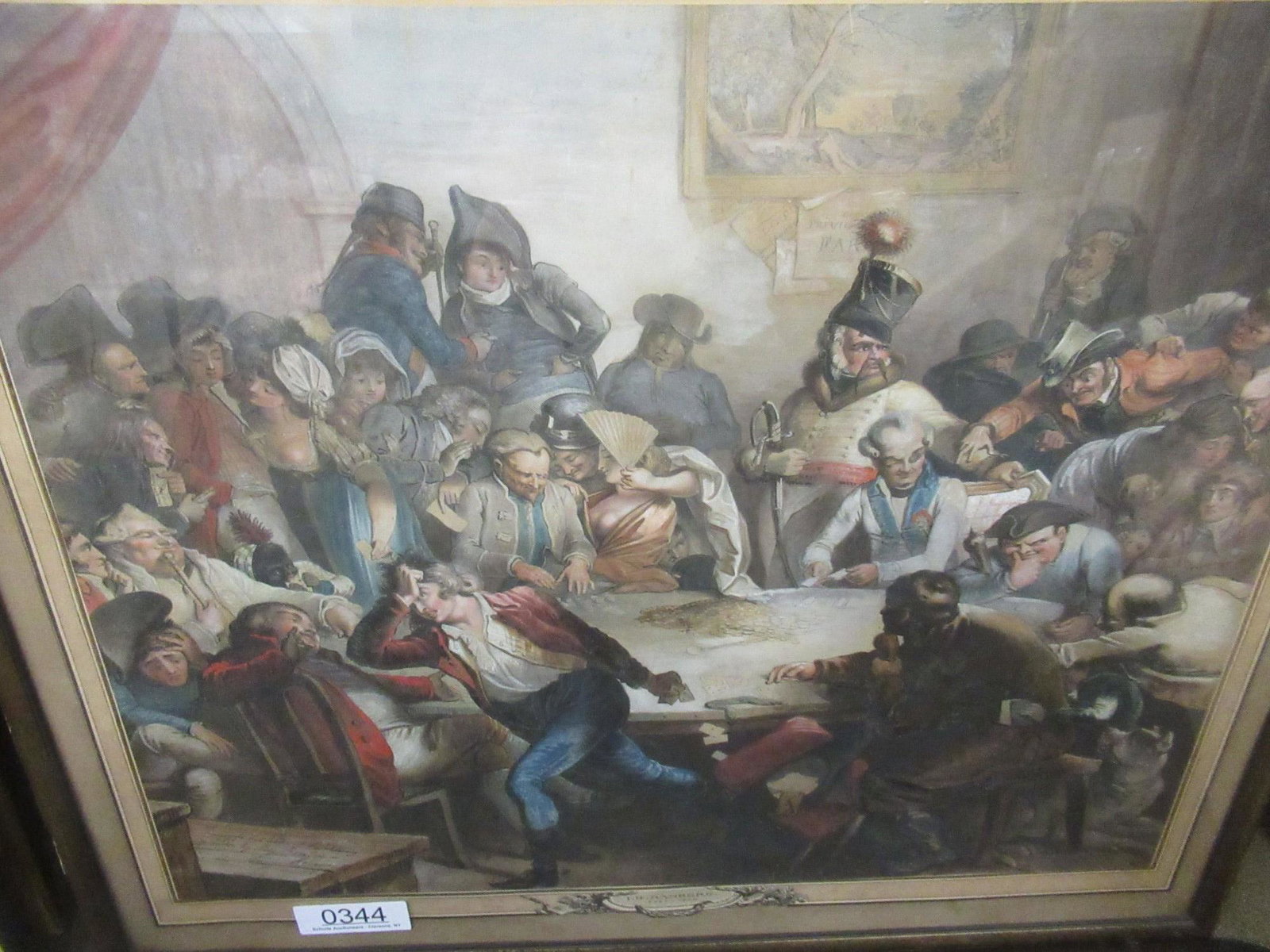 J. H. Ramberg Colored Print: J. H. Ramberg Colored Print Depicting a High Stakes Card Game - approx 27.5 w x 23.5 h