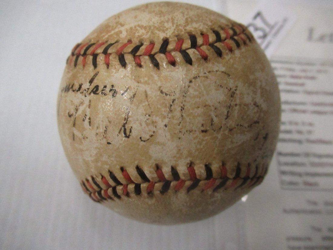 Autographed Babe Ruth Baseball w/ Letter of Auth. (1 of 3)