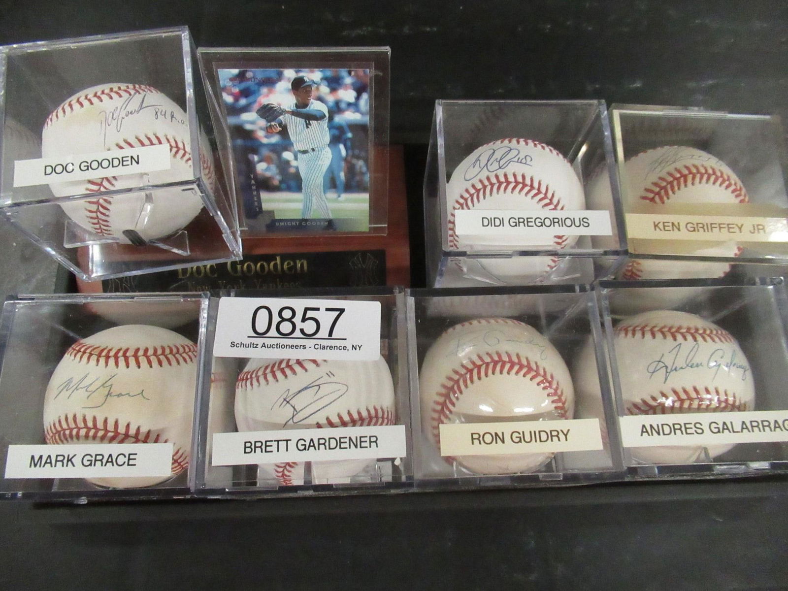 7 Autographed Baseballs incl. Doc Gooden: 7 Autographed Baseballs incl. Doc Gooden (Plus Card), Didi Gregorious, Ken Griffey Jr, Mark Grace, Brett Gardener, Ron Guidry, and Andres Galarraga -
