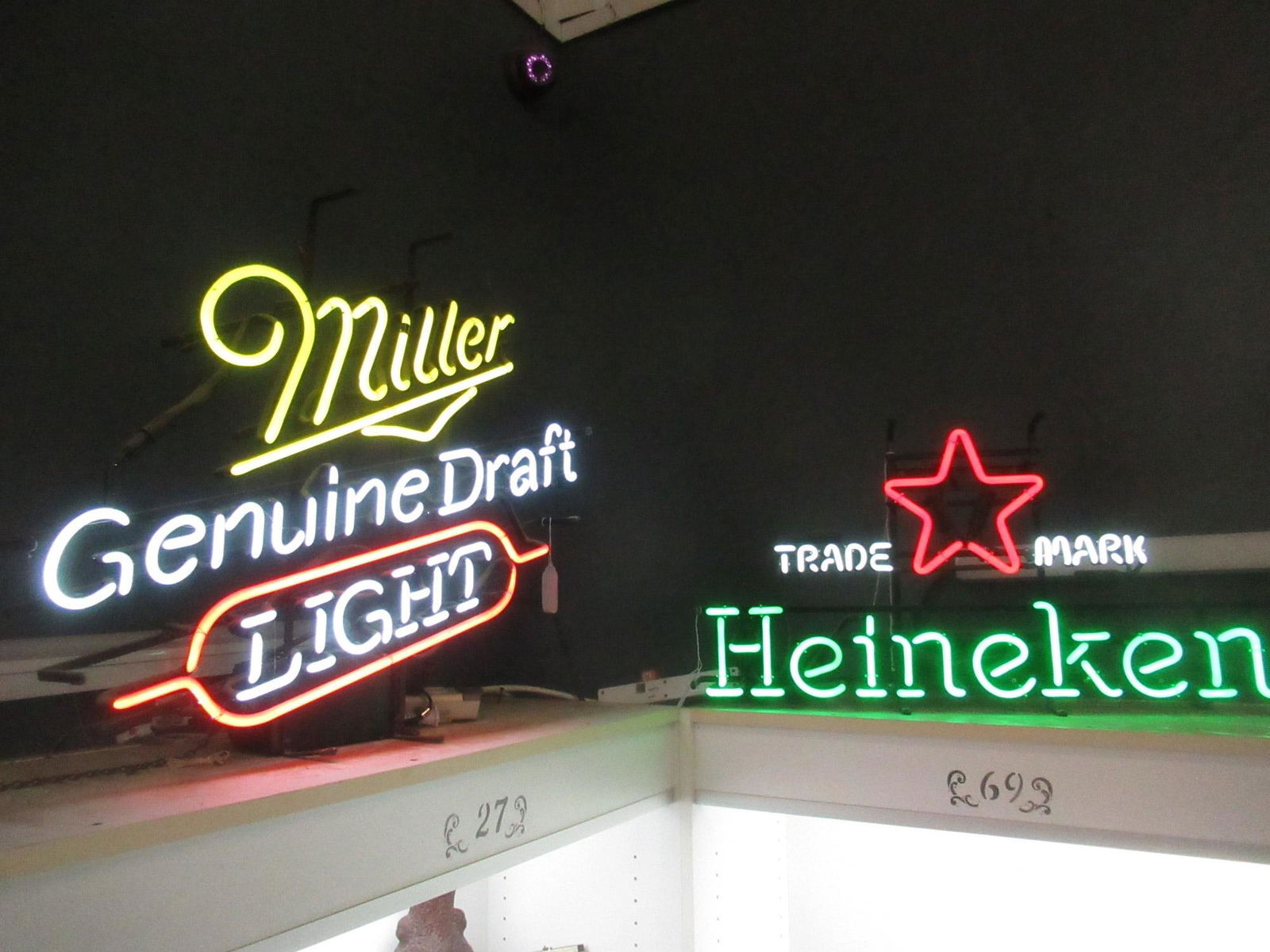 2 Neon Beer Signs Heineken and Miller Light (1 of 2)