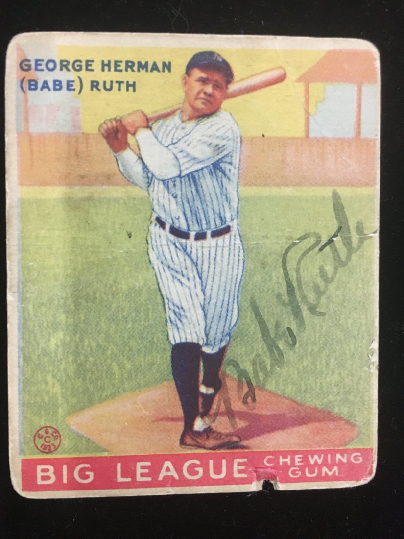 Autographed Babe Ruth Goudey Gum Co Card (1 of 2)