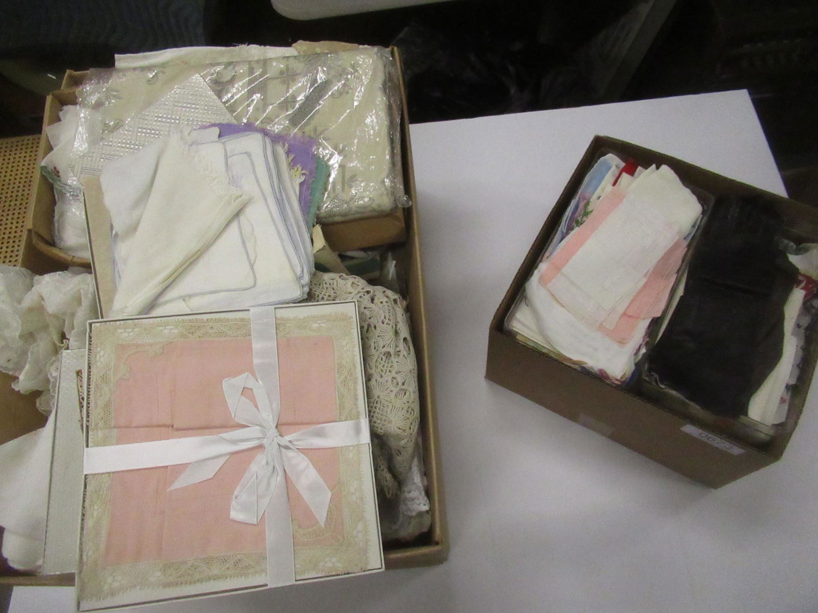 2 Boxes of Linens, Handkerchiefs, Old Gloves, Etc (1 of 3)