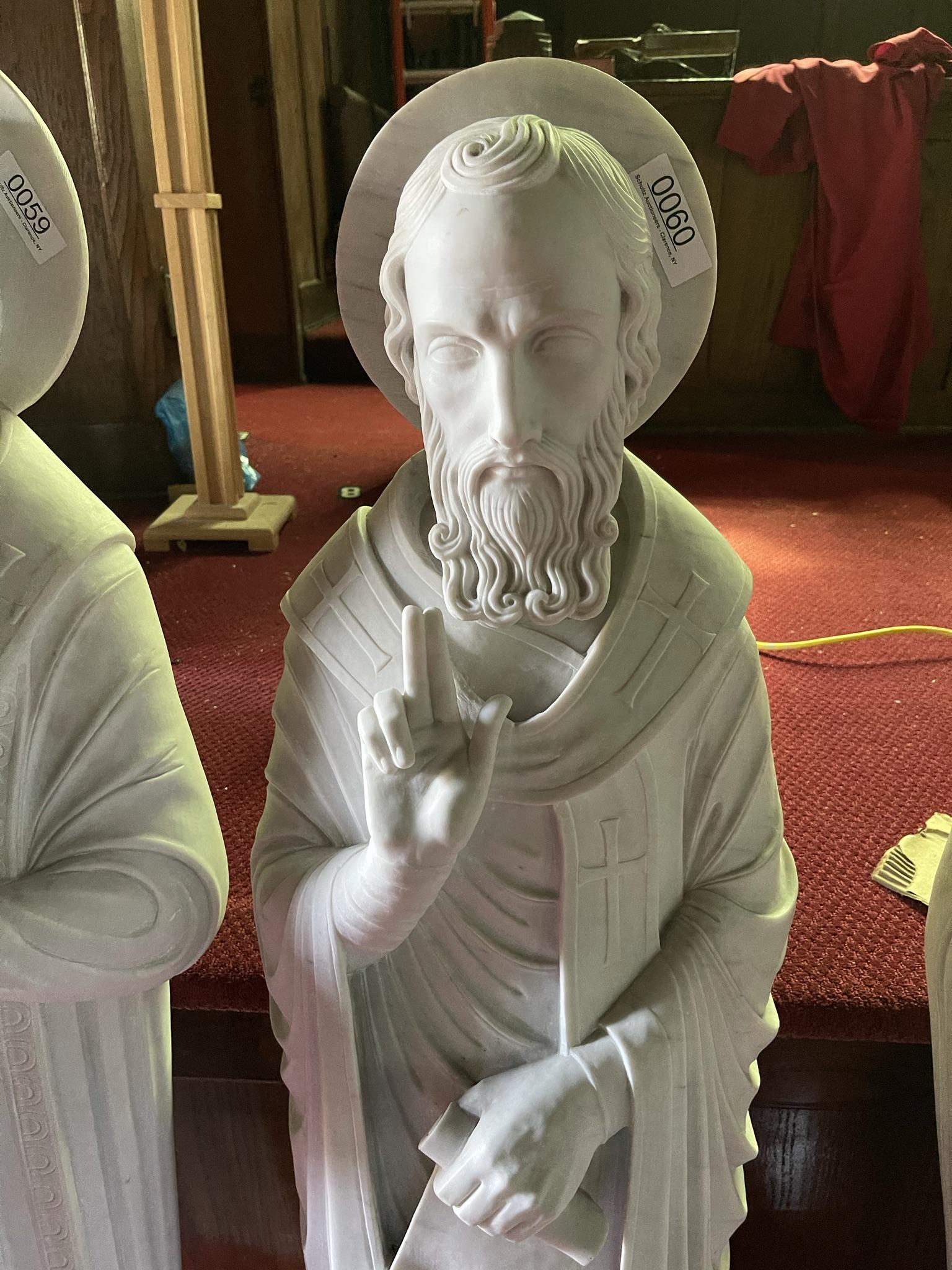 Carved Marble Statue of a Saint, 3/4 Relief (1 of 3)