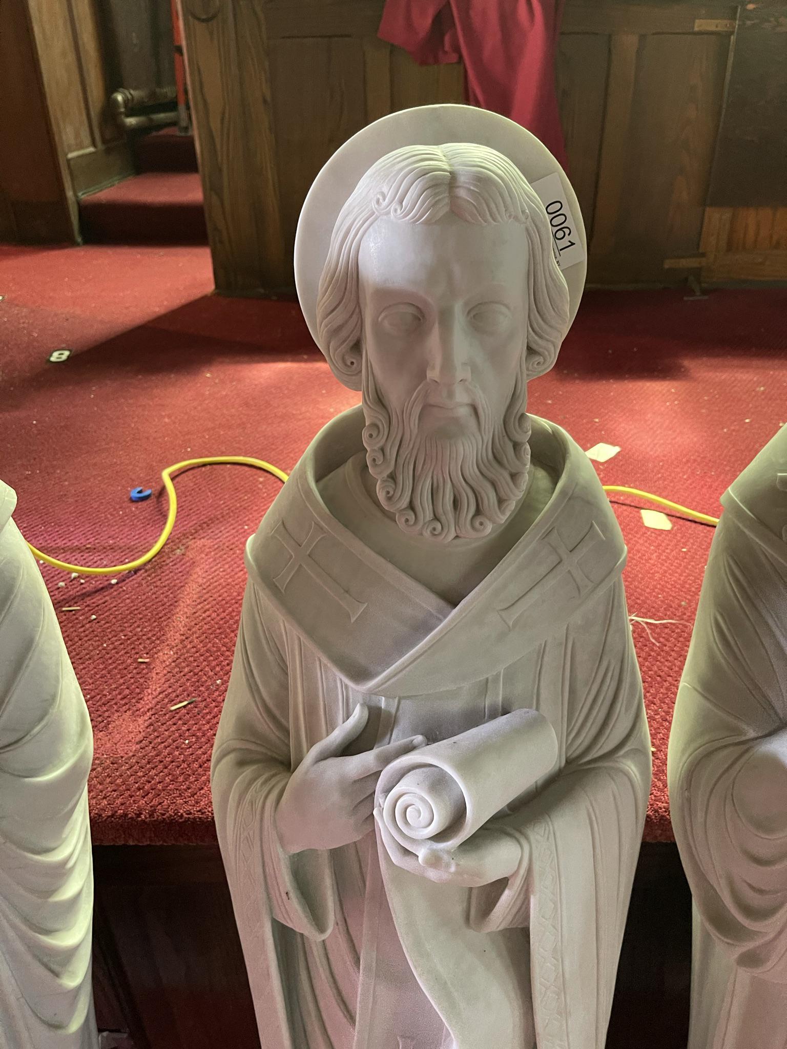 Carved Marble Statue of a Saint, 3/4 Relief (1 of 3)