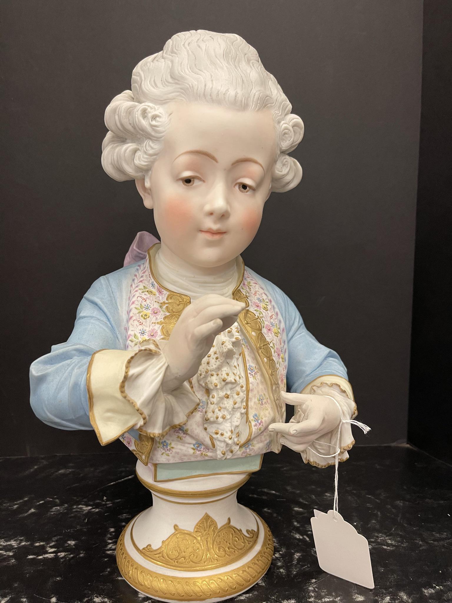 Hand Painted Bisque Bust of Young Man (1 of 3)