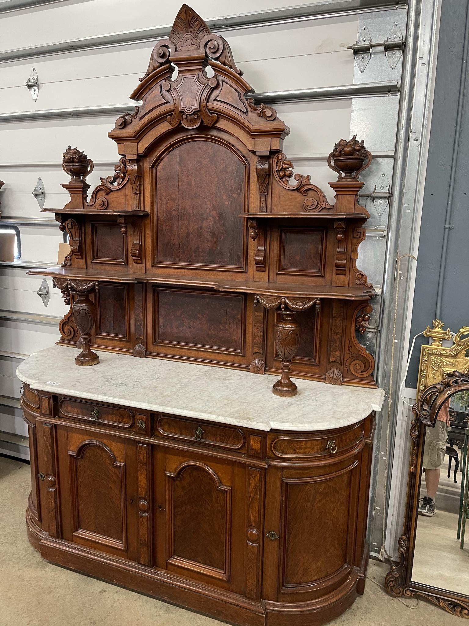 Victorian Walnut Sideboard w/ Carvings (1 of 4)