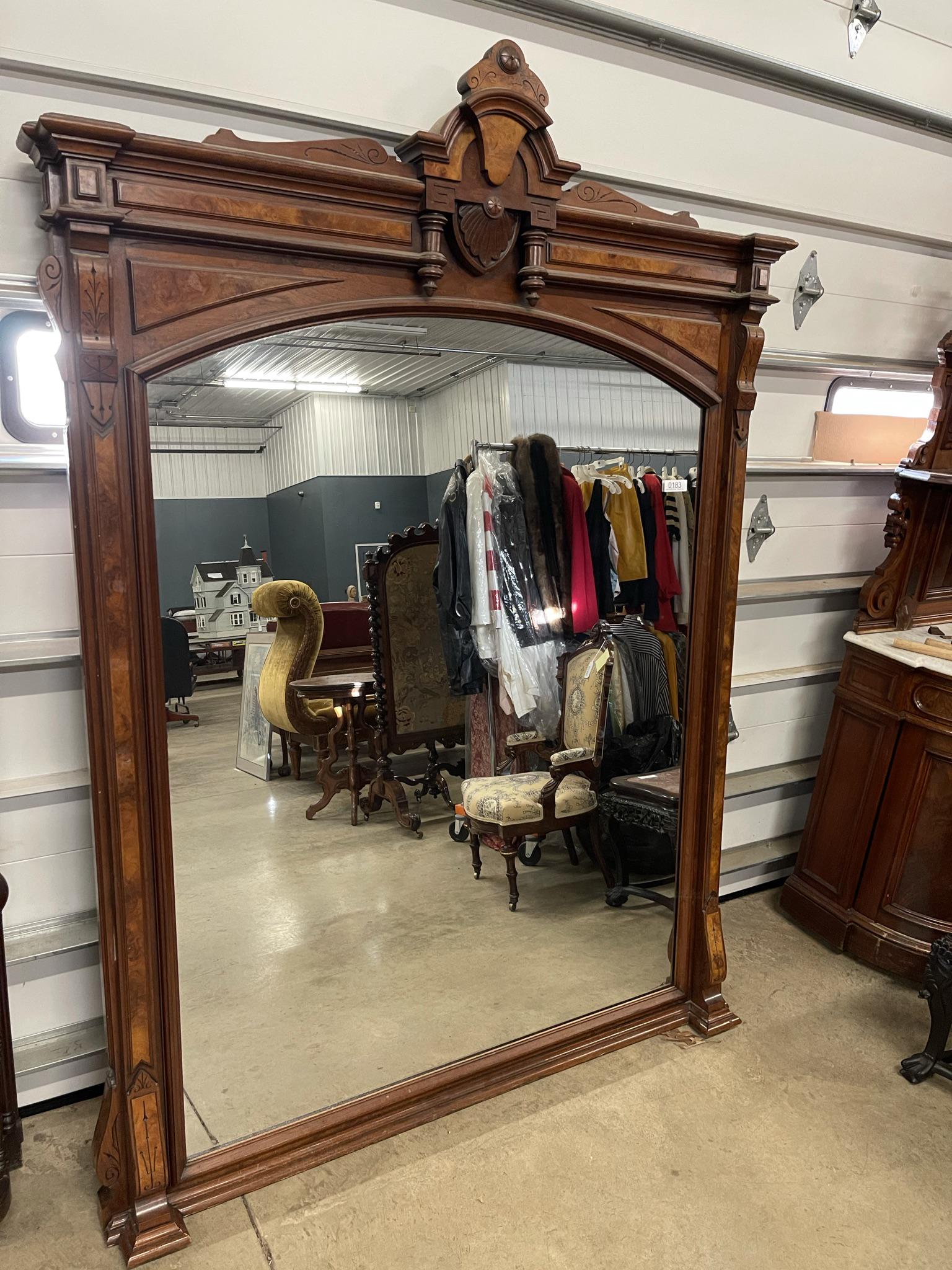 Victorian Walnut Arch Top Mirror (1 of 2)