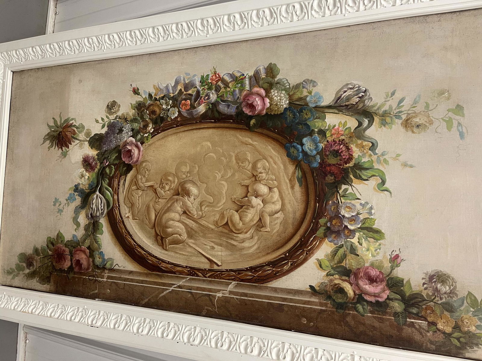 Very Decorative French Style Painting on Canvas (1 of 3)