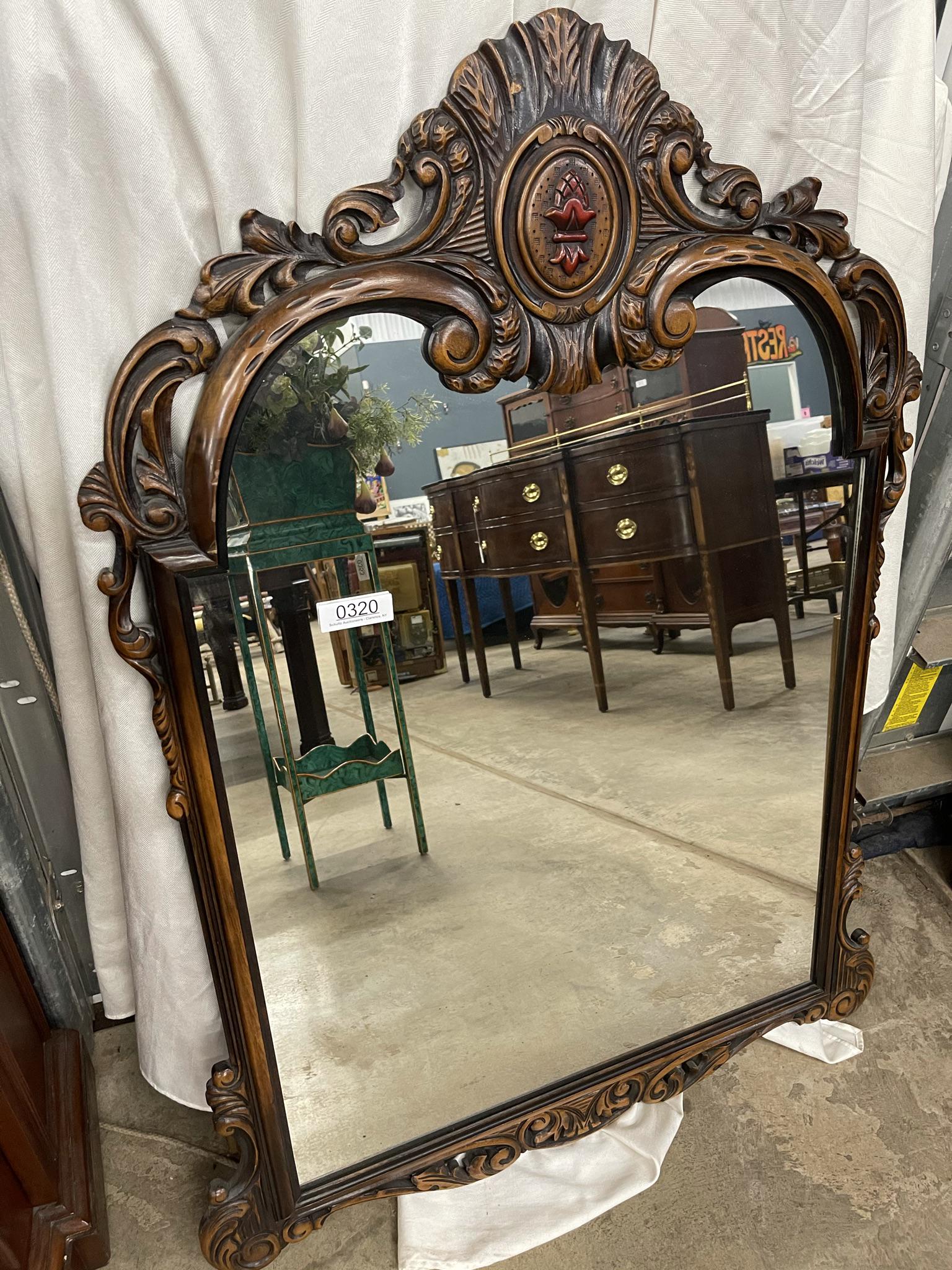 Carved Wood Framed Wall Mirror (1 of 4)