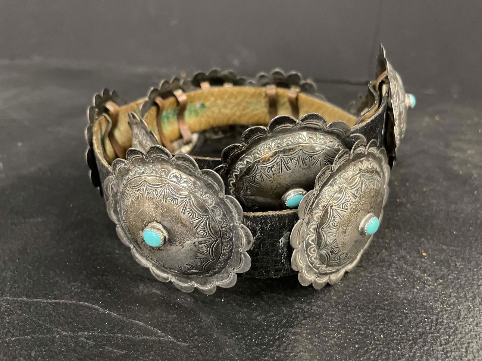 Native American Belt with Silver & Turquoise (1 of 4)